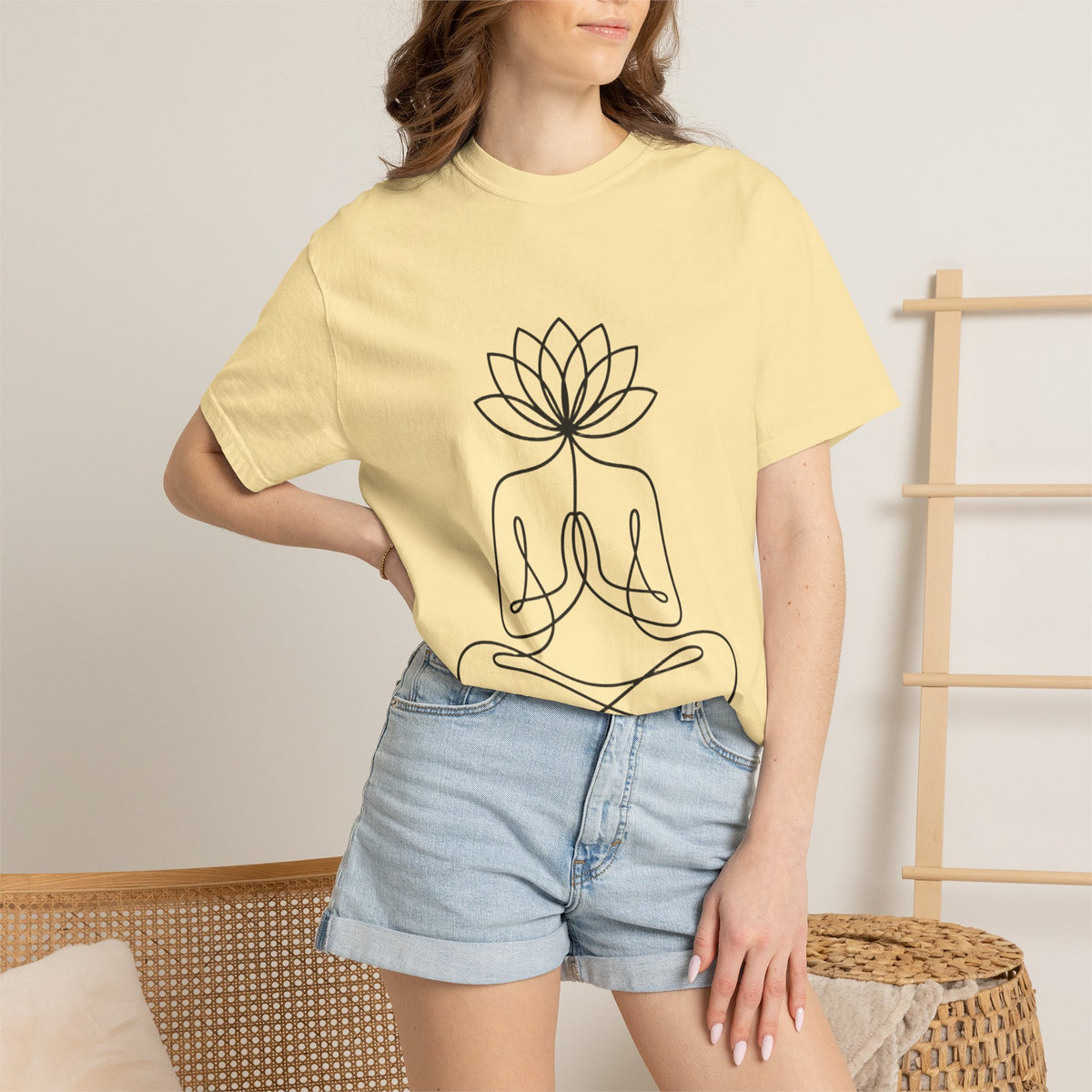 Lotus Flower Line Art Shirt, Minimalist Yoga T-Shirt, Breathe Meditation Tee, Continuous Line Lotus Tattoo Style Gift
