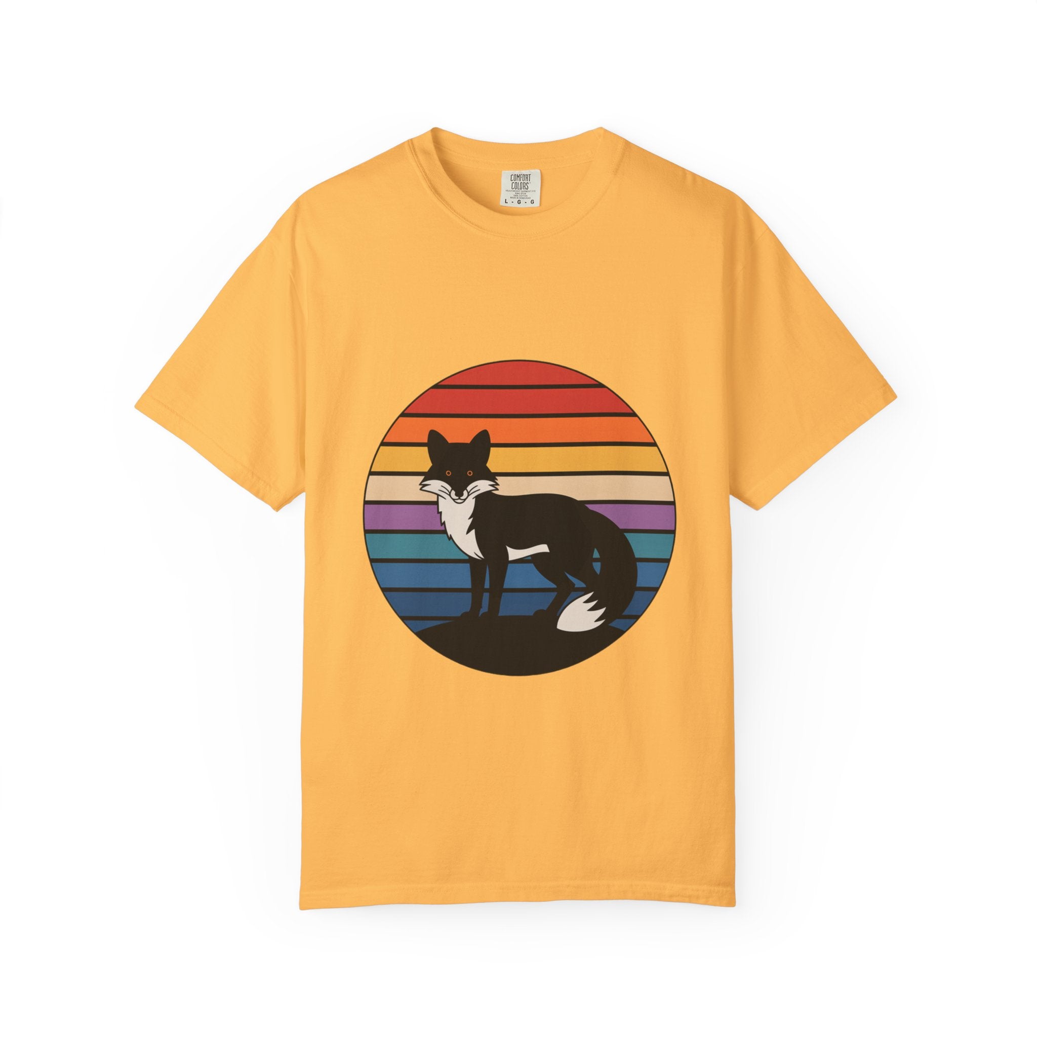 Retro Sunset Fox Badge T-Shirt