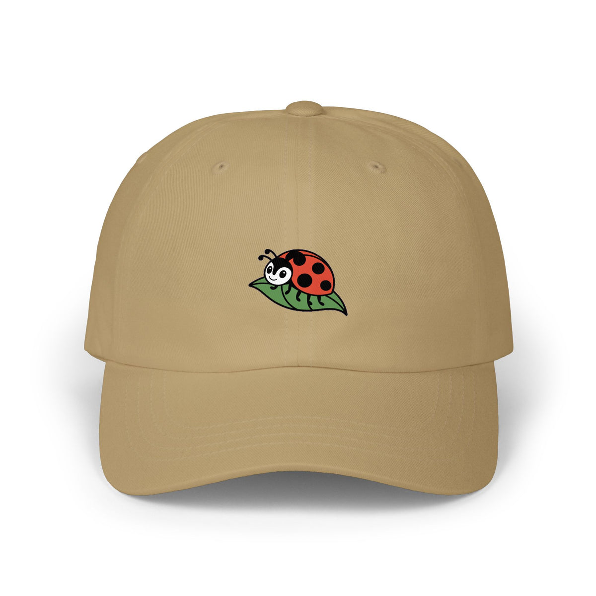Ladybug Dad Hat, Cute Embroidered Ladybug On Leaf Cap, Nature Lover Gift, Garden Insect Hat, Unstructured Baseball Cap For Women