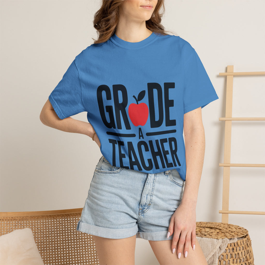 Grade A Teacher Shirt, Funny Apple Teacher T-Shirt, Cute Teacher Appreciation Gift, Back to School Tee for Teacher