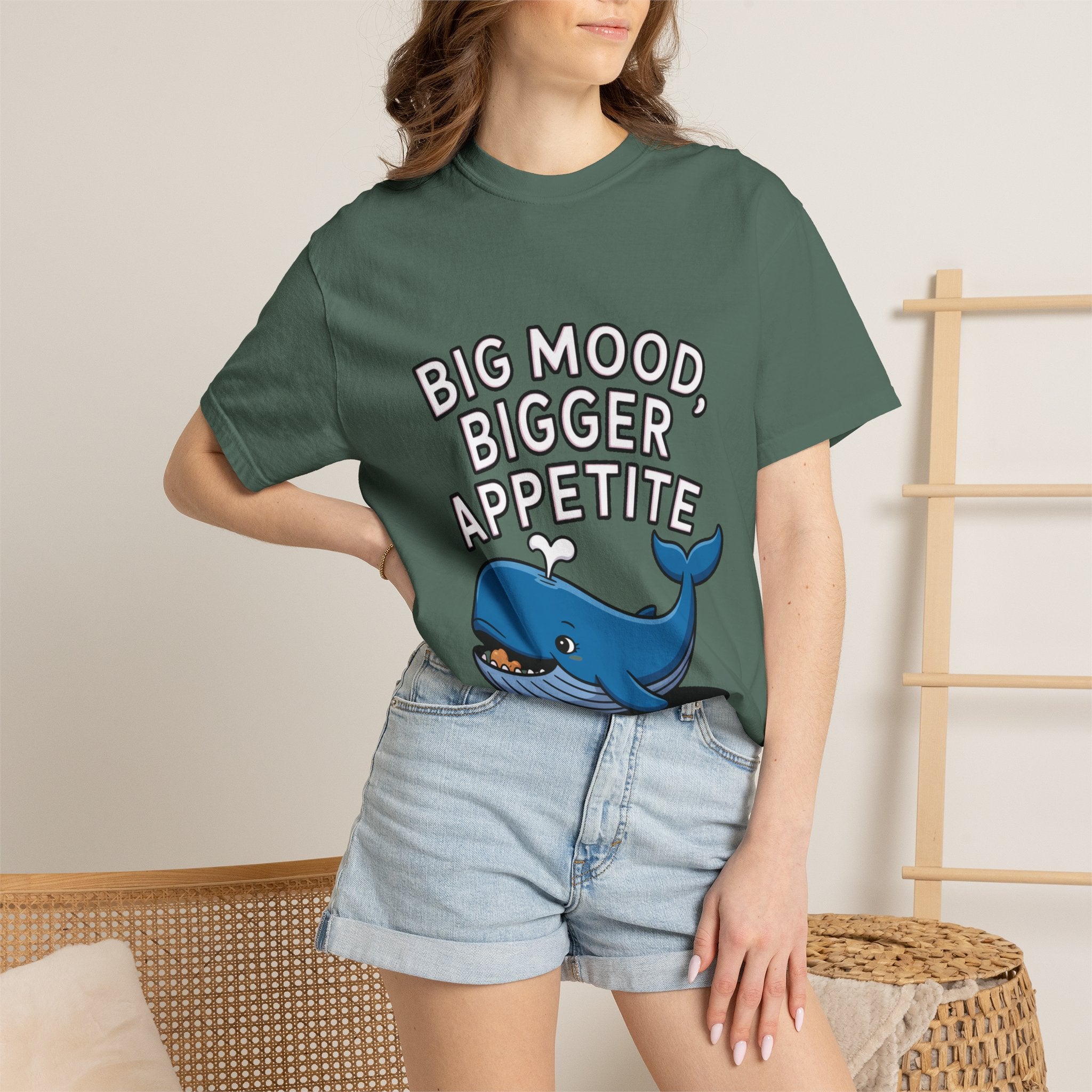 Funny Whale Shirt, Big Mood Bigger Appetite T-Shirt, Cute Snack Lover Tee, Foodie Gift for Whale Lovers