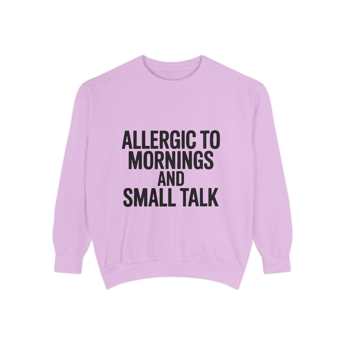 Allergic To Mornings And Small Talk Sweatshirt, Funny Embroidered Crewneck, Sarcastic Quote Sweatshirt, Introvert Gift