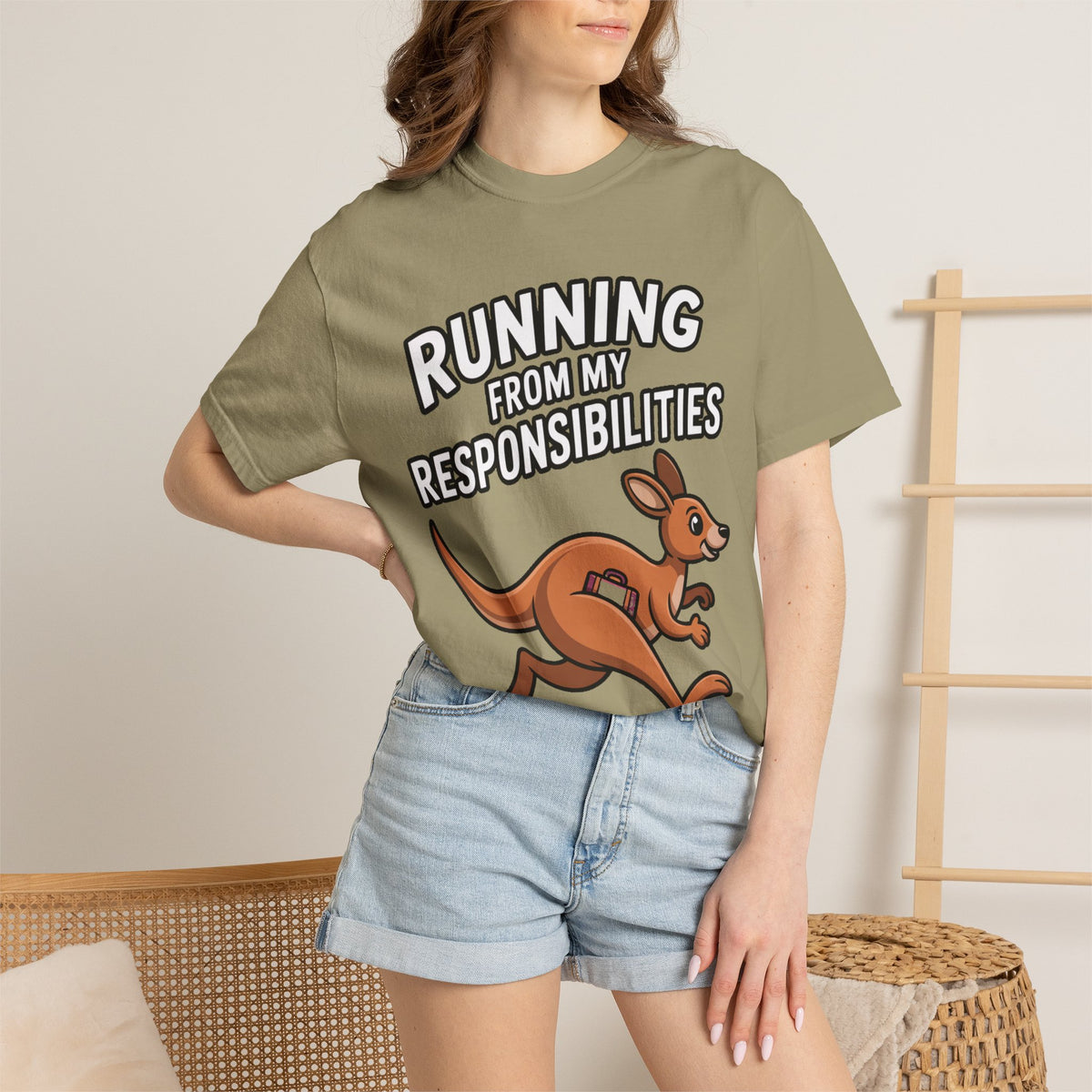 Funny Kangaroo Shirt, Running From My Responsibilities T-Shirt, Sarcastic Adulting Tee, Funny Gift for Procrastinators