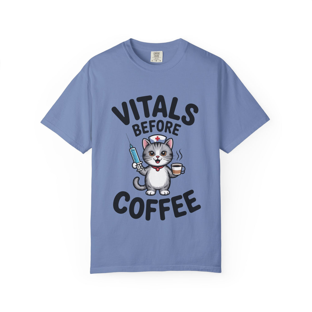 Vitals Before Coffee Nurse Shirt, Funny Nurse Cat T-Shirt, Cute Nurse Gift, Nursing Student Shirt, RN Coffee Lover Tee