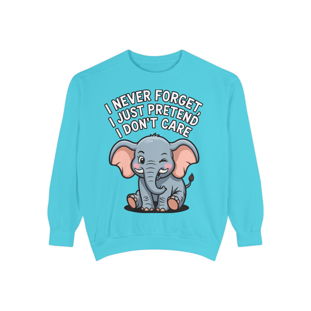 Funny Elephant Sweatshirt, I Never Forget Crewneck, Sarcastic Elephant Pullover, Funny Animal Lover Gift, Embroidered Patch Style