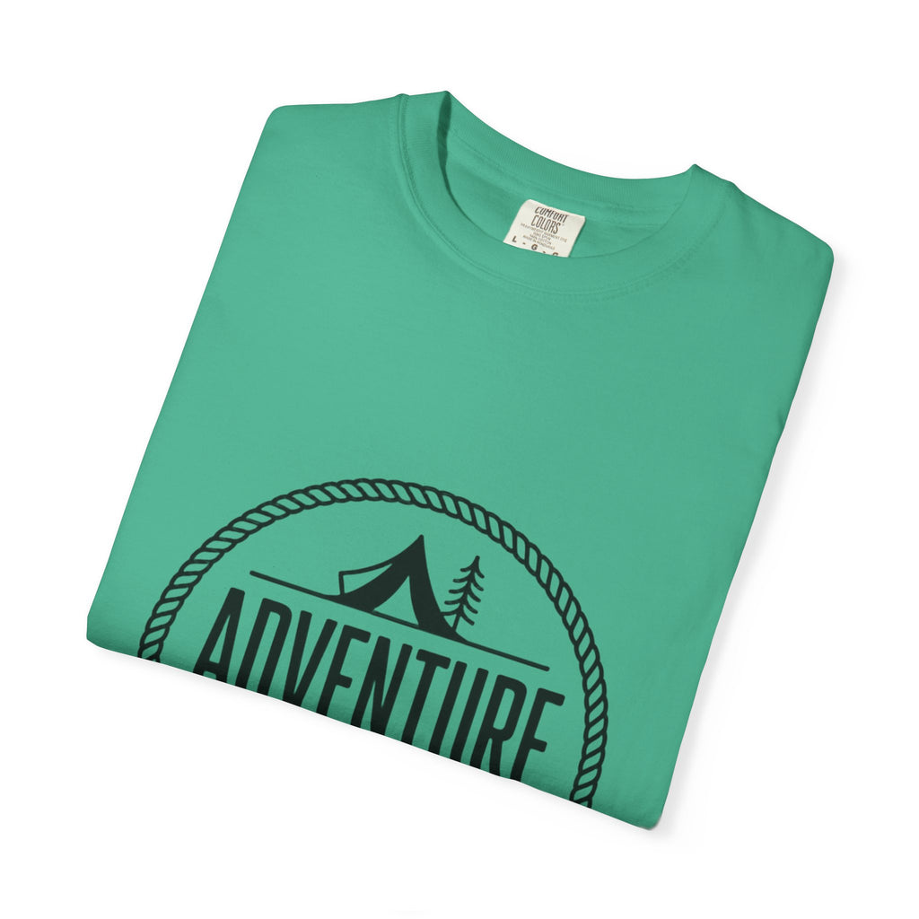 Adventure Awaits Camp Badge Shirt, Vintage Camping T-Shirt, Outdoor Lover Gift, Retro Hiking Tee, Pine Tree Nature Shirt