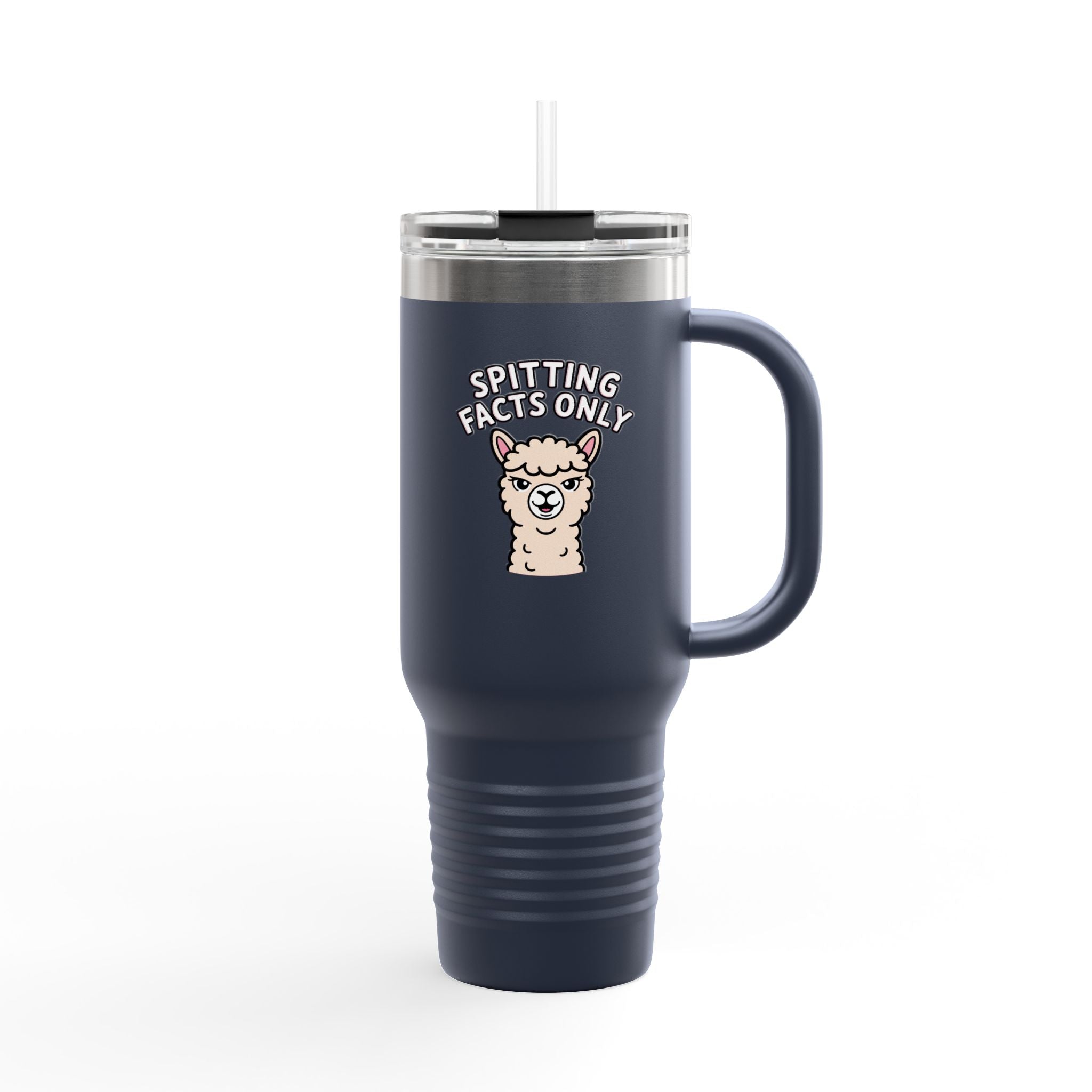 Funny Alpaca Travel Mug, Spitting Facts Only Tumbler, Sassy Alpaca 40oz Insulated Cup, Cute Animal Gift for Her, Funny Coffee Tumbler