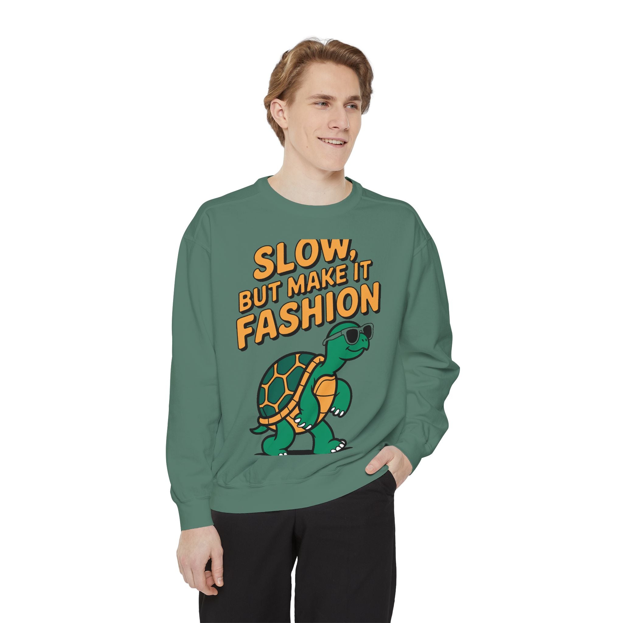 Funny Turtle Sweatshirt, Slow But Make It Fashion Crewneck, Cute Sunglasses Turtle Sweater, Retro Turtle Lover Gift