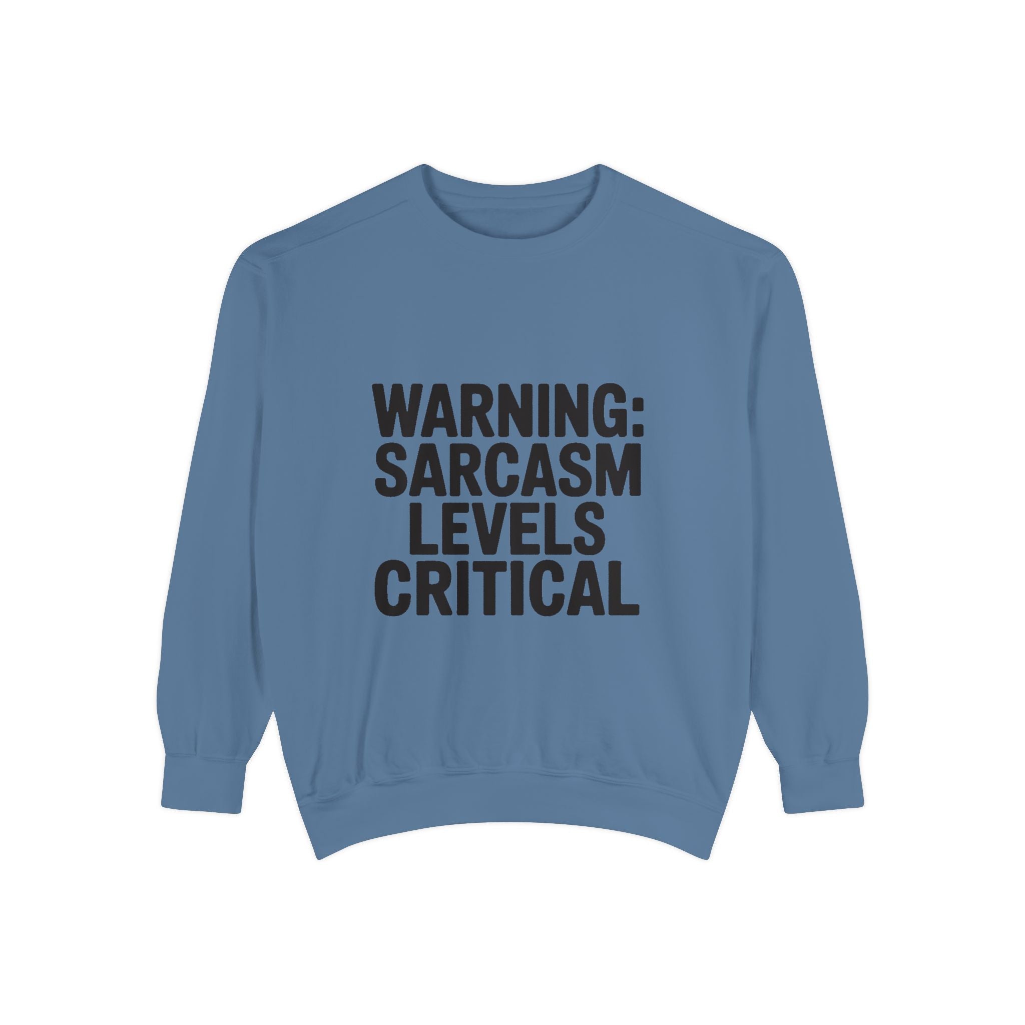 Warning Sarcasm Levels Critical Sweatshirt, Funny Embroidered Crewneck, Sarcastic Quote Pullover, Gift for Sarcastic Friend
