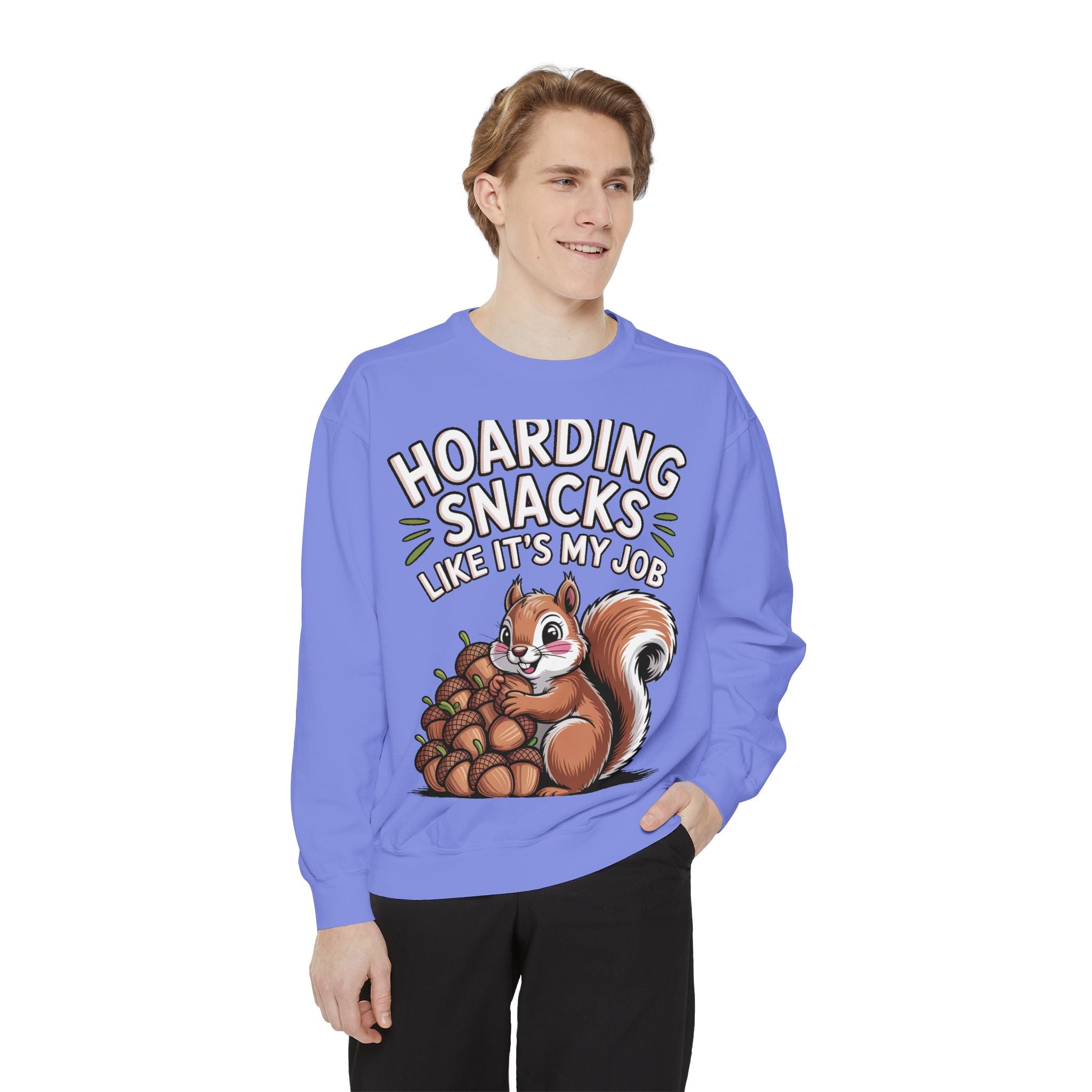 Funny Squirrel Sweatshirt, Hoarding Snacks Like It's My Job Crewneck, Cute Acorn Squirrel Gift, Snack Lover Sweatshirt