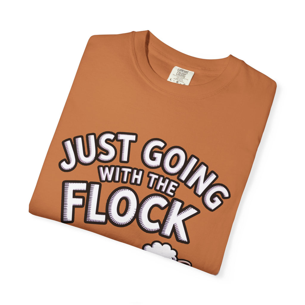 Funny Sheep T-Shirt, 'Just Going With The Flock' Shirt, Cute Cartoon Sheep Tee, Sarcastic Gift for Introverts
