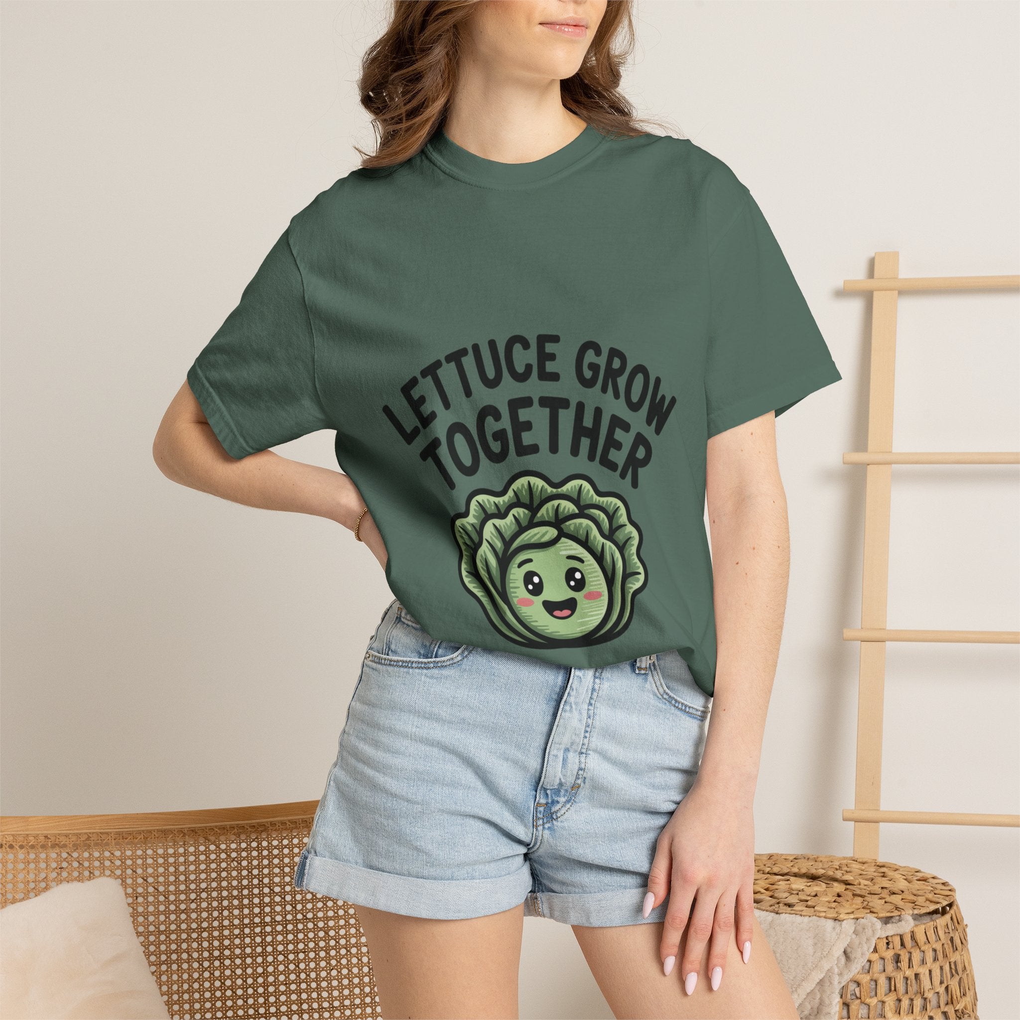 Lettuce Grow Together Shirt, Funny Vegetable Pun T-Shirt, Cute Cartoon Lettuce Tee, Gardener Gift, Plant Lover Shirt