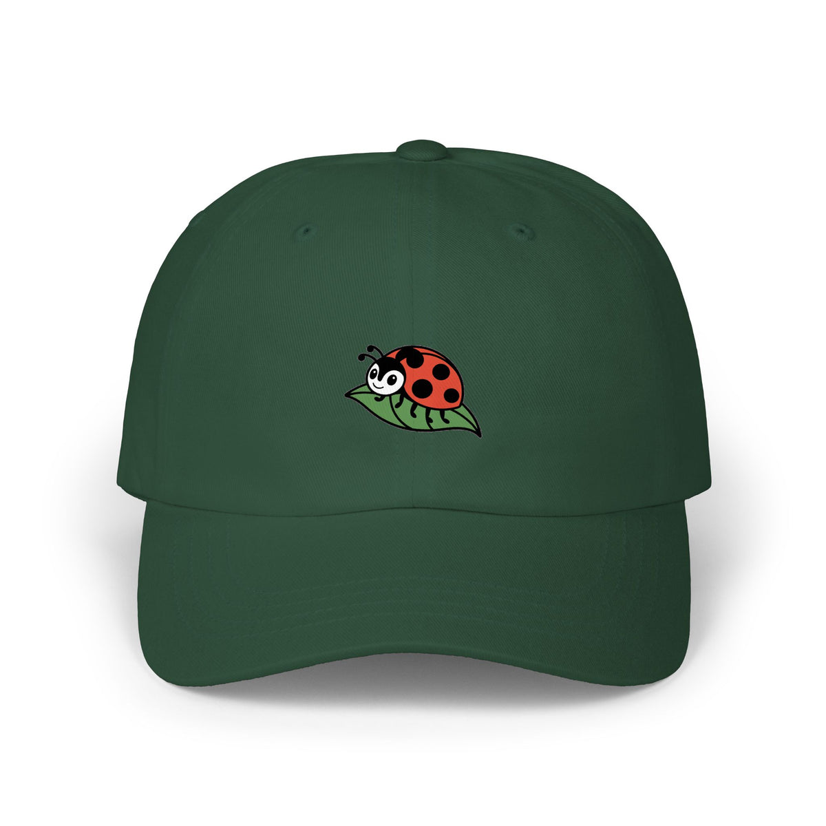 Ladybug Dad Hat, Cute Embroidered Ladybug On Leaf Cap, Nature Lover Gift, Garden Insect Hat, Unstructured Baseball Cap For Women