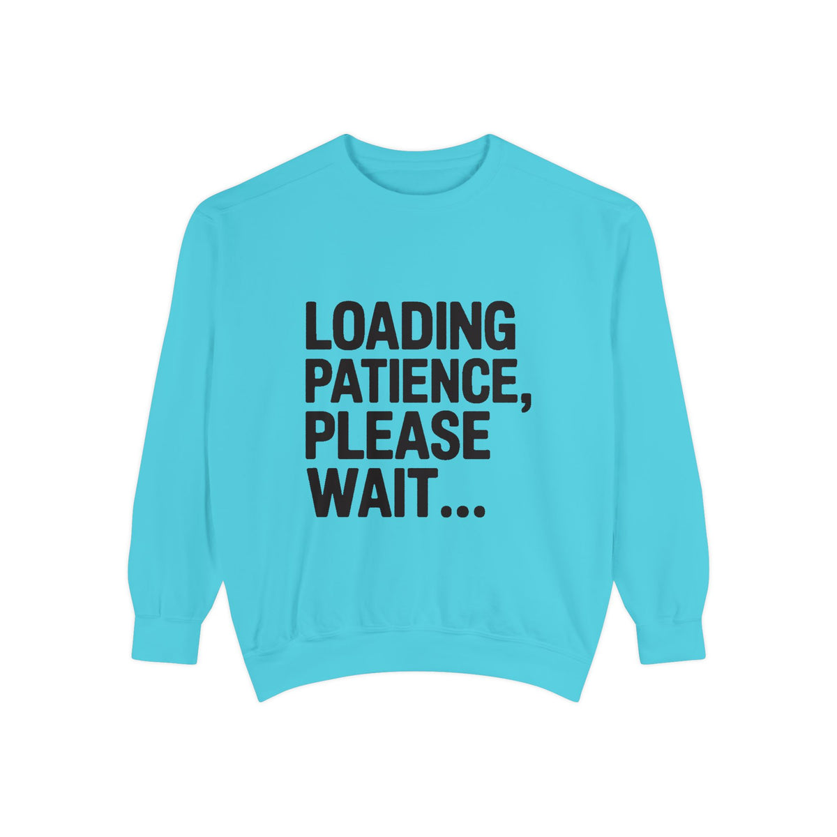 Loading Patience Please Wait Sweatshirt, Funny Sarcastic Crewneck, Embroidered Patch Style Pullover, Gift for Tired Adults