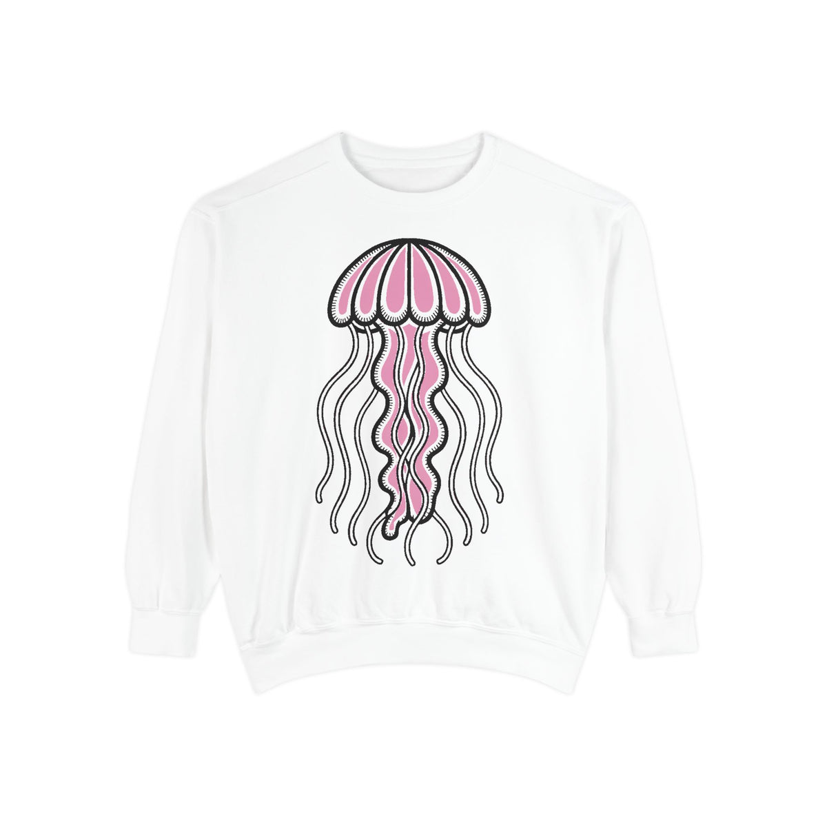 Cute Jellyfish Sweatshirt, Glowing Jellyfish Embroidered Crewneck, Ocean Lover Gift, Cottagecore Sea Animal Sweatshirt