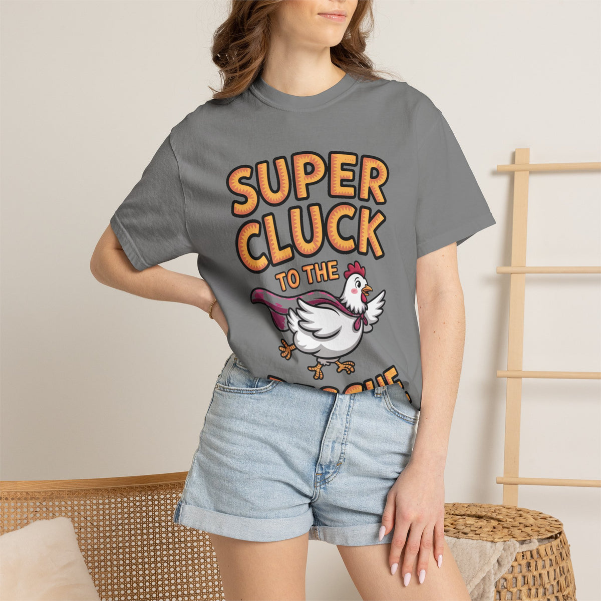 Funny Chicken Superhero Shirt, Super Cluck To The Rescue T-Shirt, Cute Cartoon Chicken Tee, Farm Animal Lover Gift