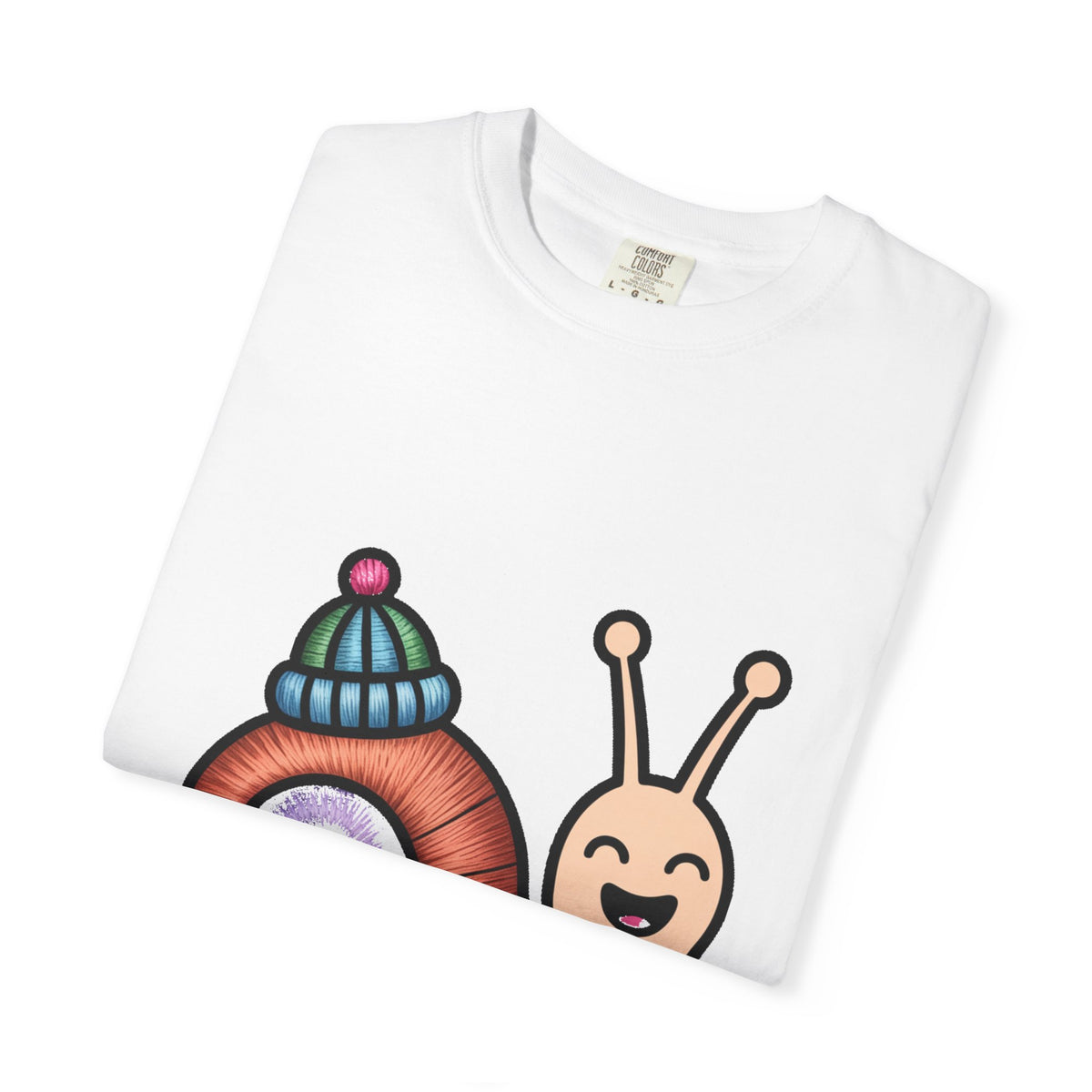 Cute Snail With Tiny Hat T-Shirt, Funny Cottagecore Snail Shirt, Cartoon Snail Lover Gift, Garment-Dyed Unisex Tee