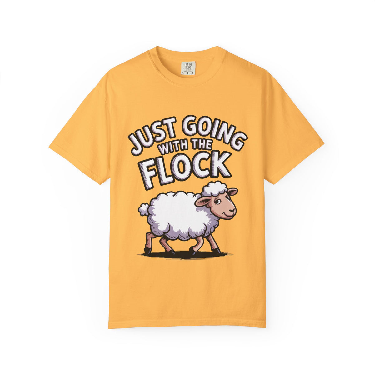 Funny Sheep T-Shirt, 'Just Going With The Flock' Shirt, Cute Cartoon Sheep Tee, Sarcastic Gift for Introverts