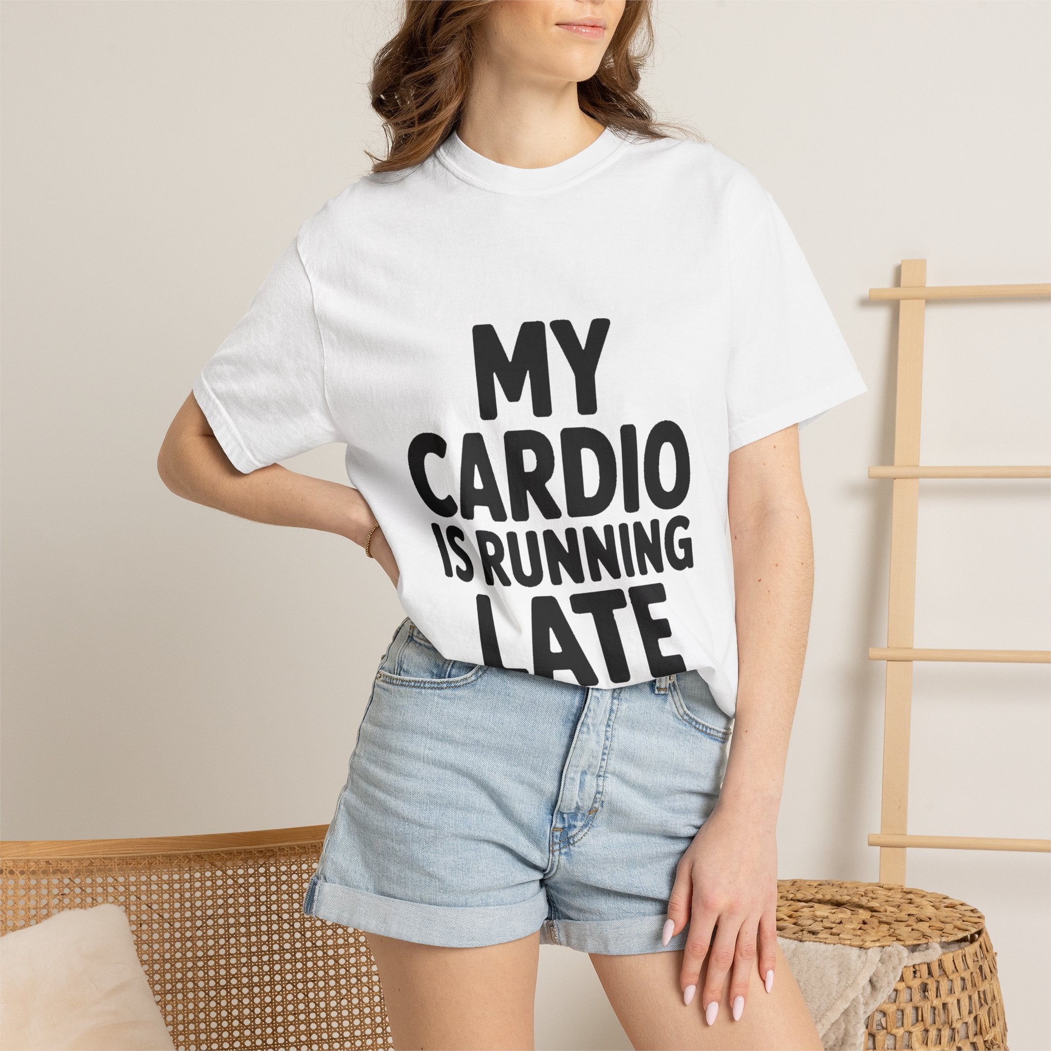 My Cardio Is Running Late Shirt, Funny Gym Excuse T-Shirt, Sarcastic Workout Tee, Lazy Fitness Humor Gift