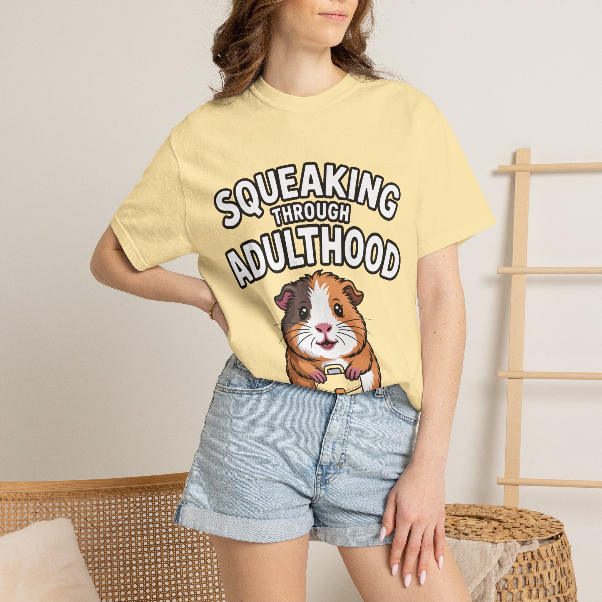Guinea Pig Squeaking Through Adulthood Shirt, Funny Guinea Pig T-Shirt, Adulting Humor Tee, Cute Guinea Pig Lover Gift