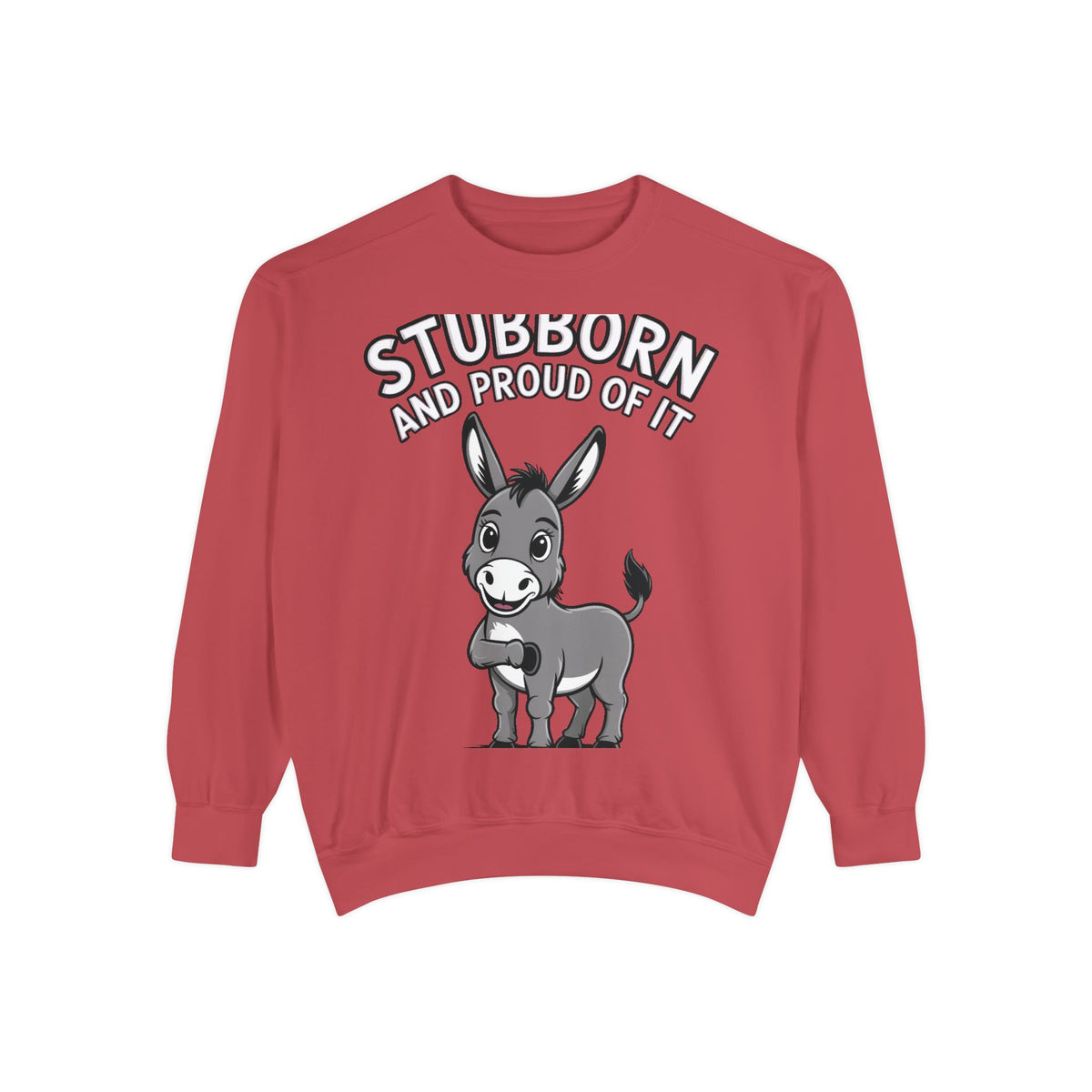 Stubborn Donkey Sweatshirt, Funny Donkey Crewneck, Stubborn And Proud Of It Shirt, Cute Farm Animal Gift, Embroidered Style Sweater