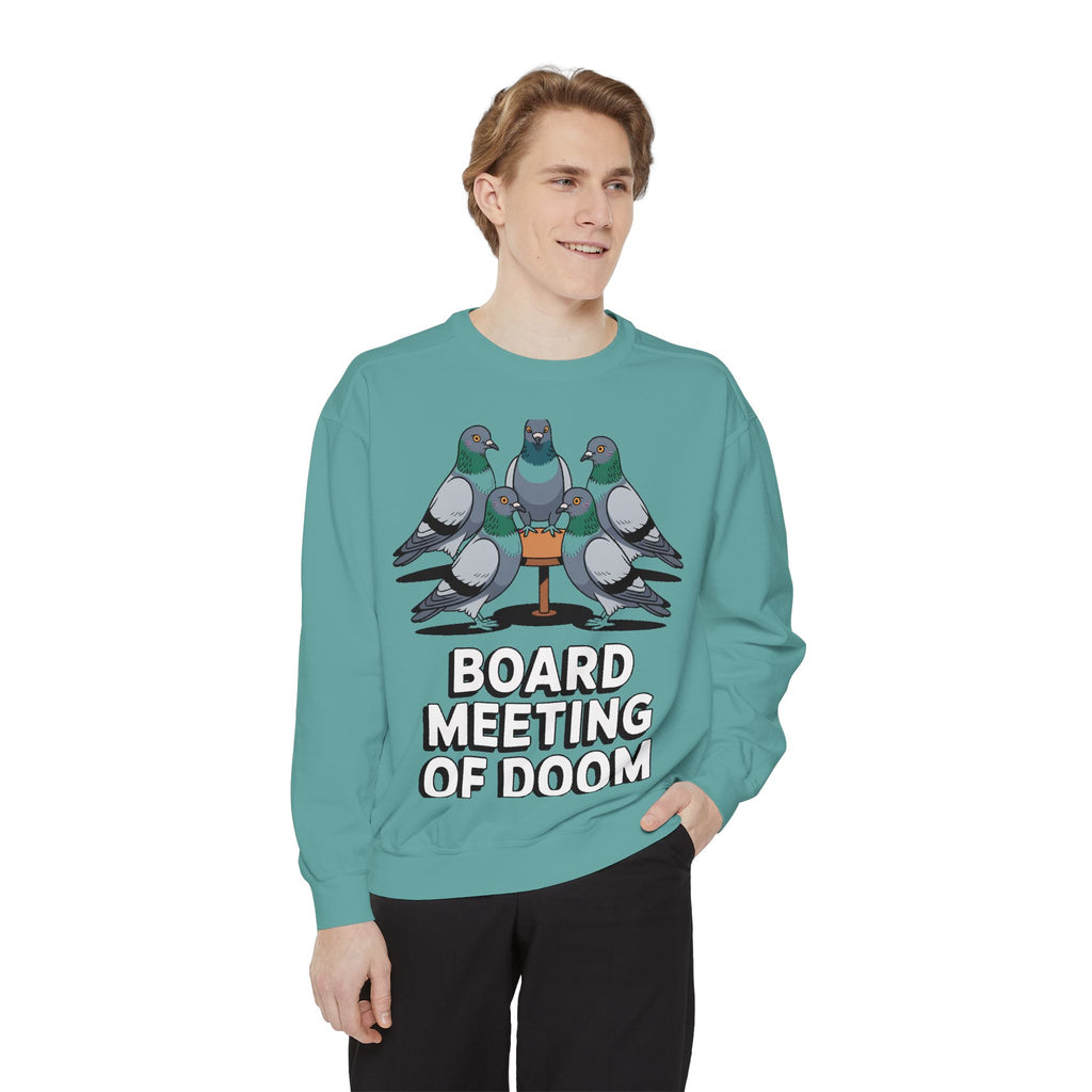 Funny Pigeon Sweatshirt, Board Meeting Of Doom Crewneck, Office Humor Bird Gift, Funny Coworker Sweater