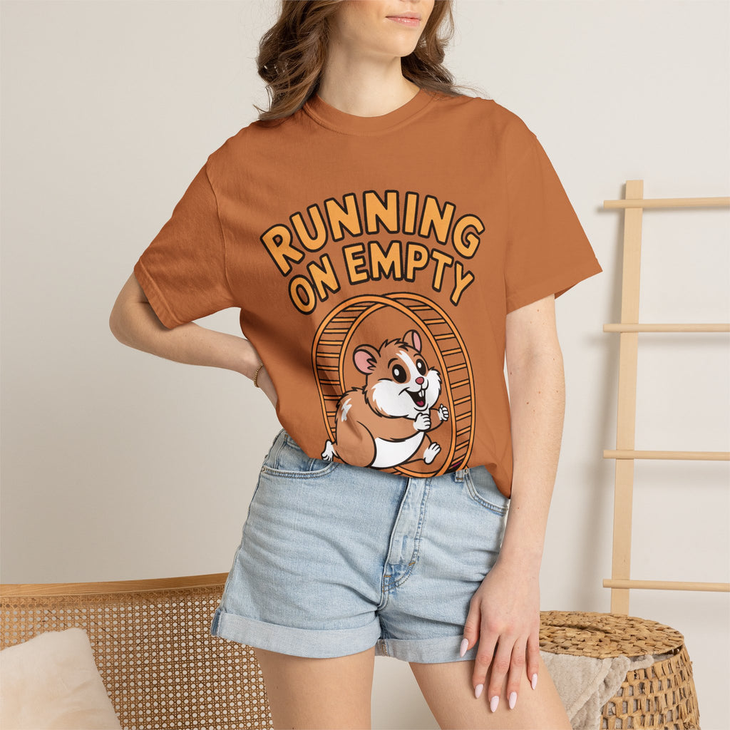 Running On Empty Hamster Shirt, Funny Tired Hamster T-Shirt, Exhausted Wheel Runner Tee, Funny Gift for Tired Friend