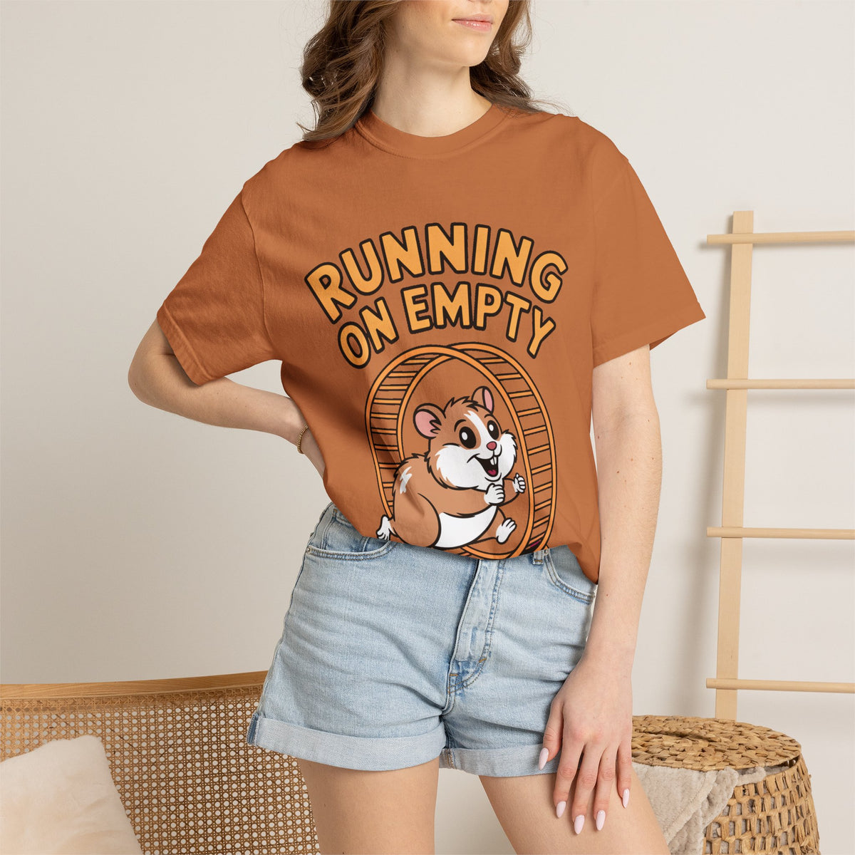 Running On Empty Hamster Shirt, Funny Tired Hamster T-Shirt, Exhausted Wheel Runner Tee, Funny Gift for Tired Friend