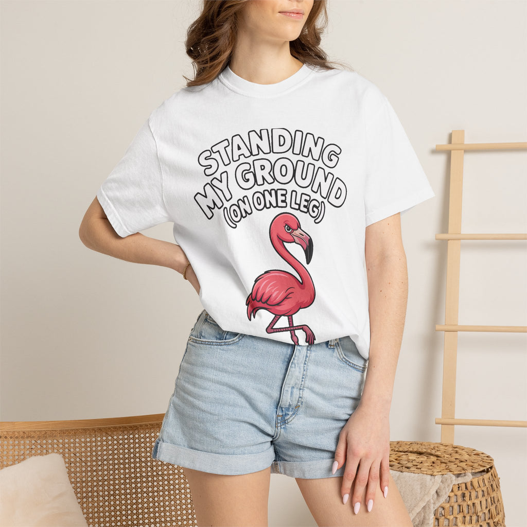 Standing My Ground Flamingo Shirt, Funny One Leg Flamingo T-Shirt, Sassy Bird Lover Gift, Cute Cartoon Flamingo Tee