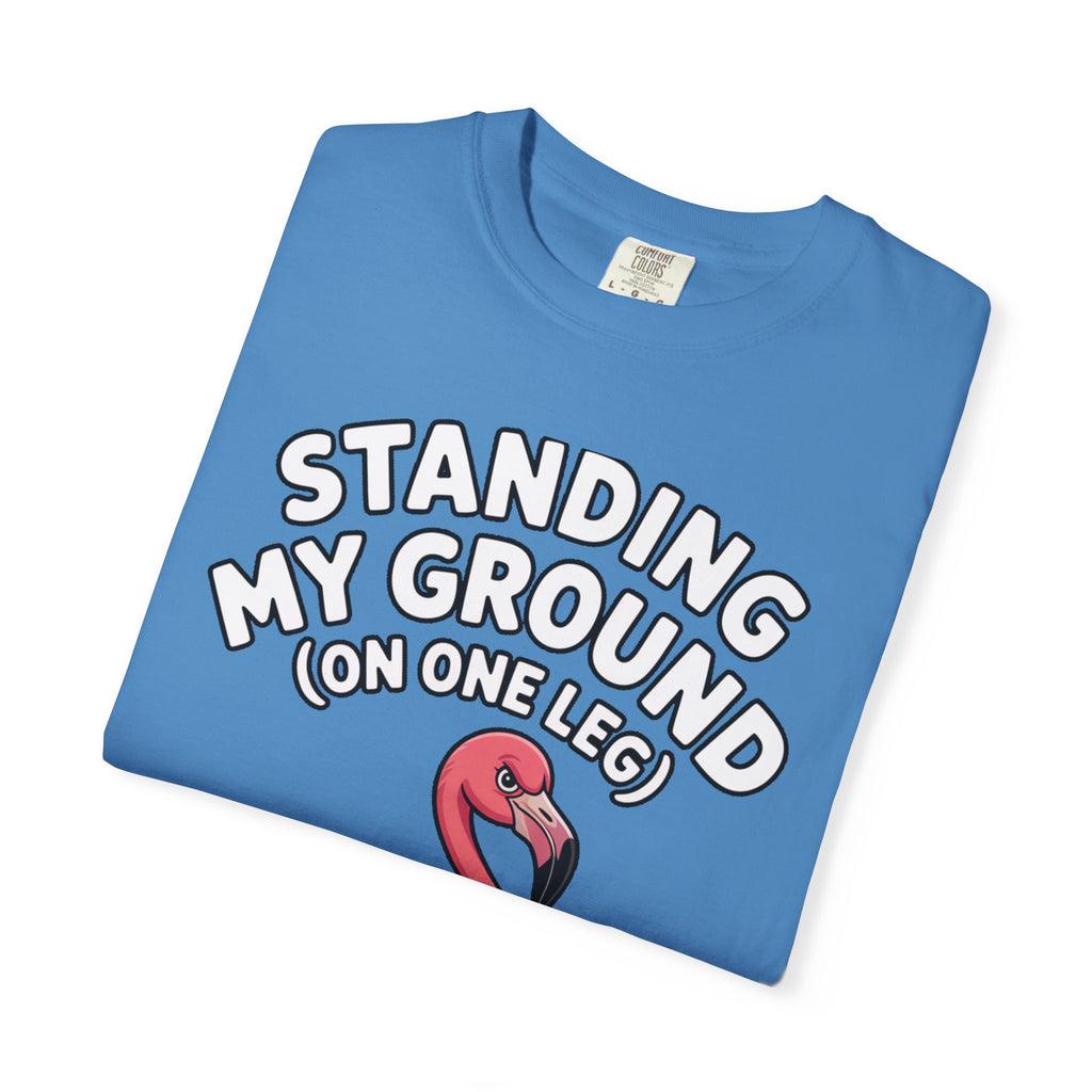 Standing My Ground Flamingo Shirt, Funny One Leg Flamingo T-Shirt, Sassy Bird Lover Gift, Cute Cartoon Flamingo Tee