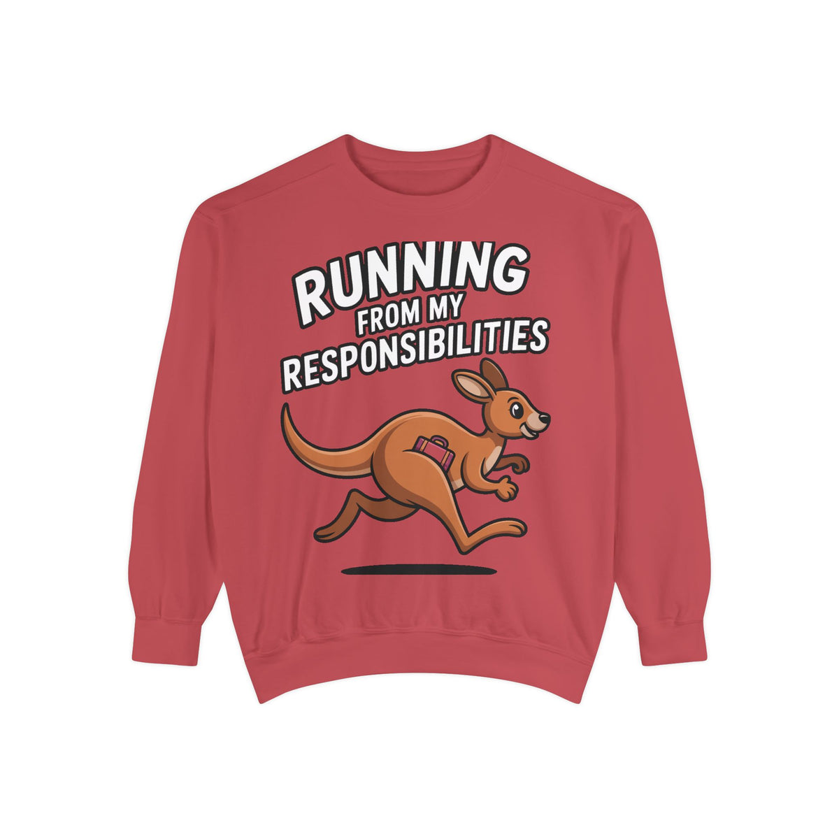 Running From My Responsibilities Sweatshirt, Funny Kangaroo Crewneck, Adulting Humor Gift, Cute Cartoon Animal Sweatshirt