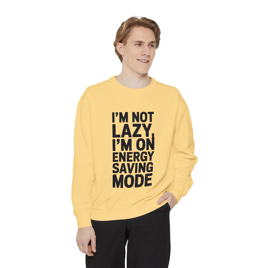 I'm Not Lazy I'm On Energy Saving Mode Sweatshirt, Funny Embroidered Crewneck, Sarcastic Quote Sweatshirt, Lazy Day Gift