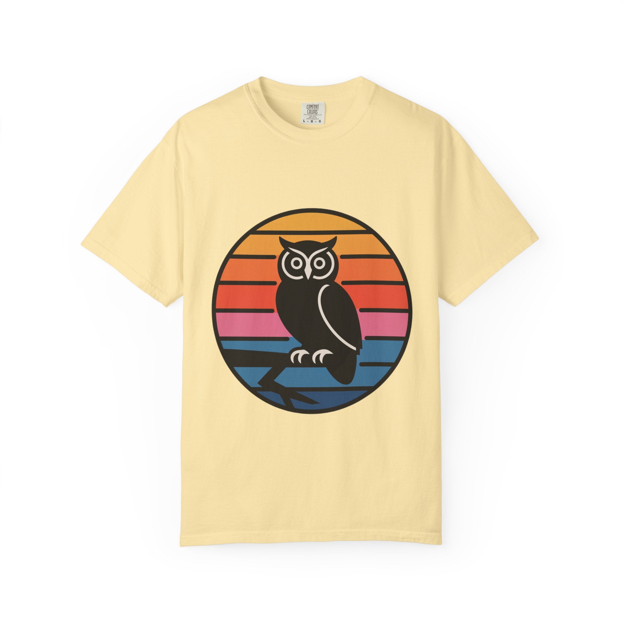 Retro Sunset Owl Badge T-Shirt