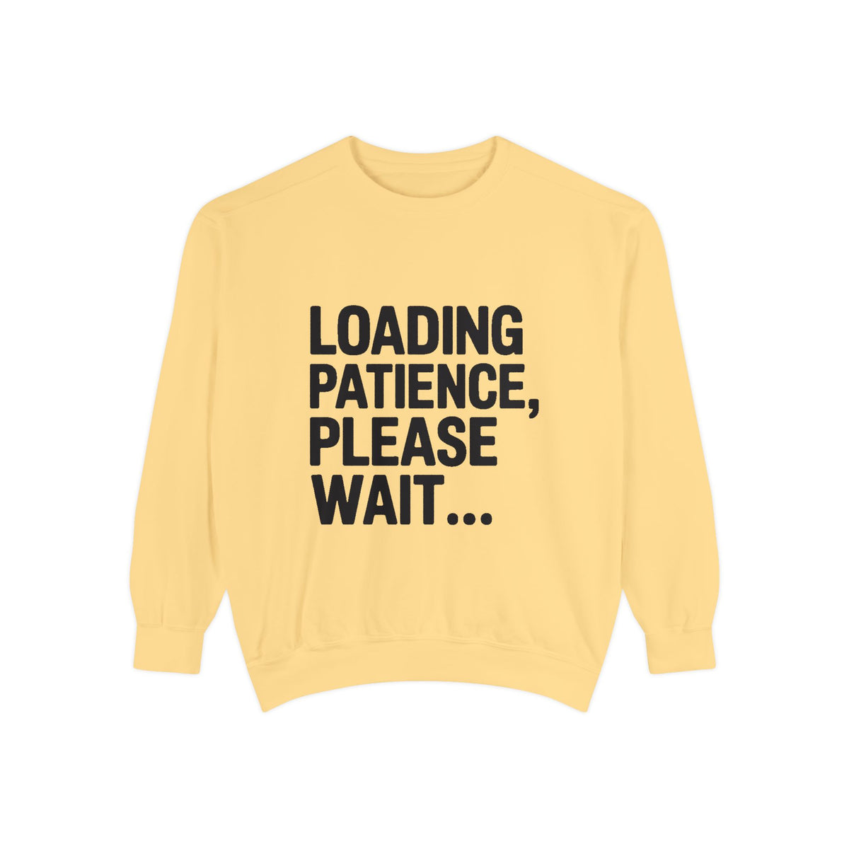 Loading Patience Please Wait Sweatshirt, Funny Sarcastic Crewneck, Embroidered Patch Style Pullover, Gift for Tired Adults