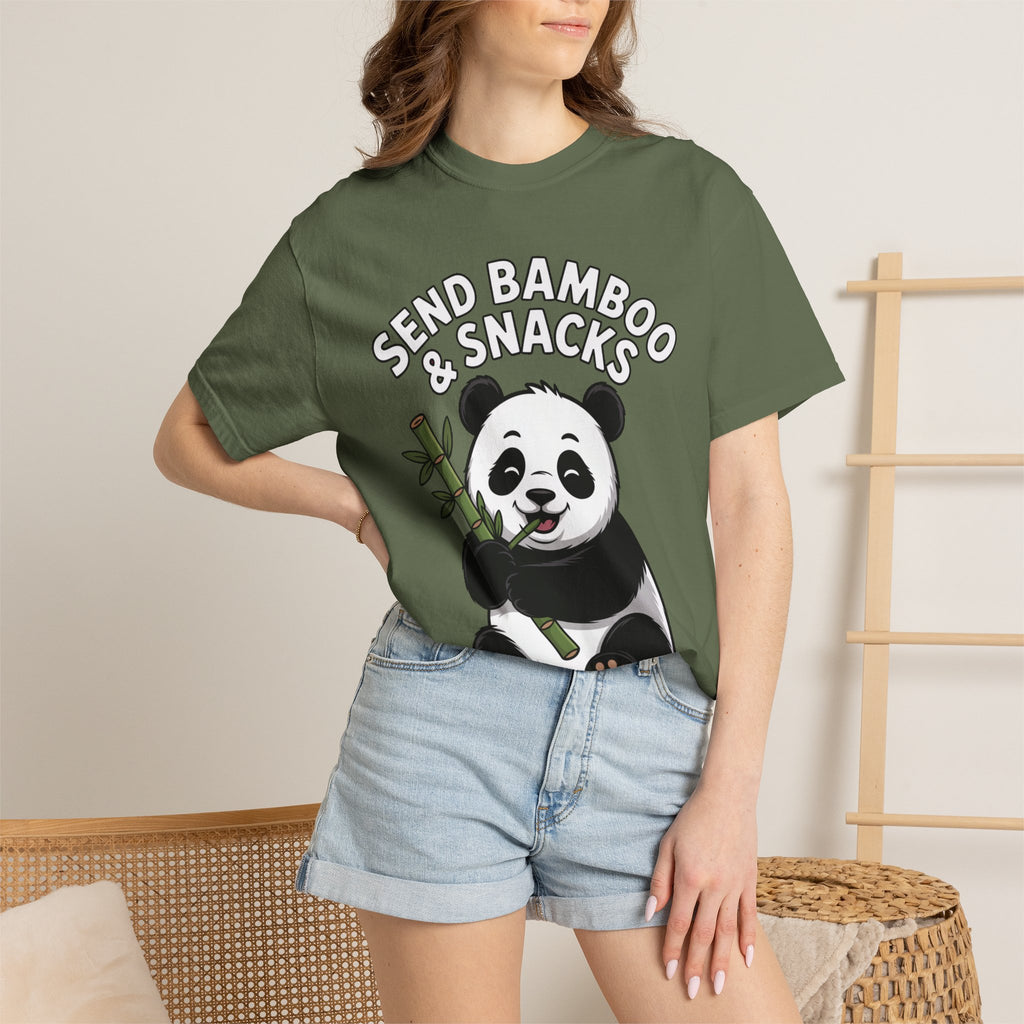 Send Bamboo Panda Shirt, Funny Panda T-Shirt, Cute Bamboo Snacks Tee, Panda Lover Gift, Cartoon Panda Graphic Shirt