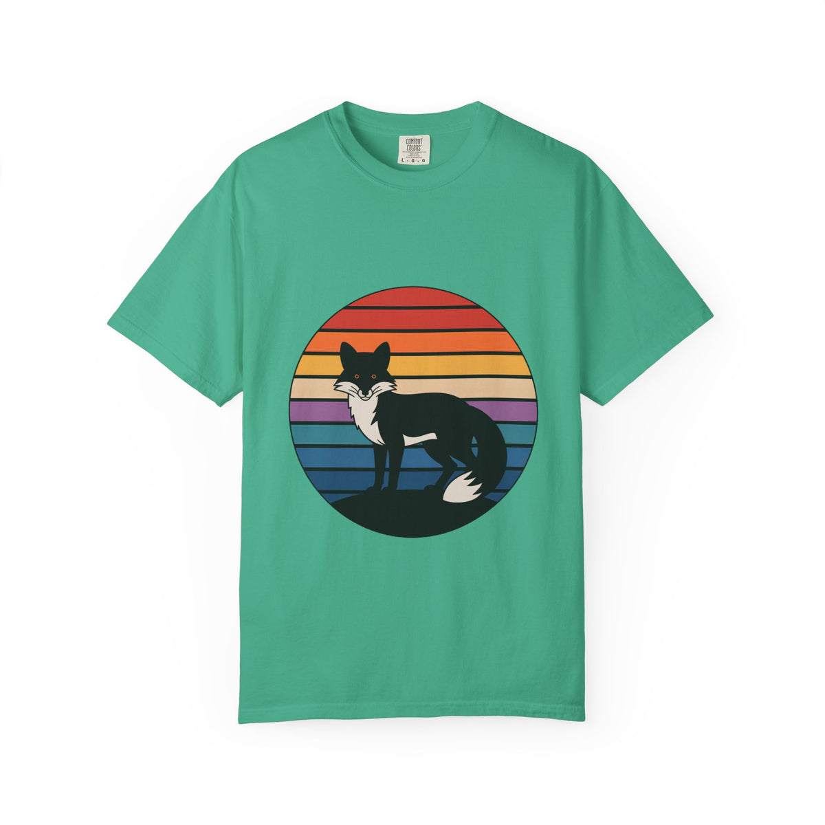 Retro Sunset Fox Badge T-Shirt