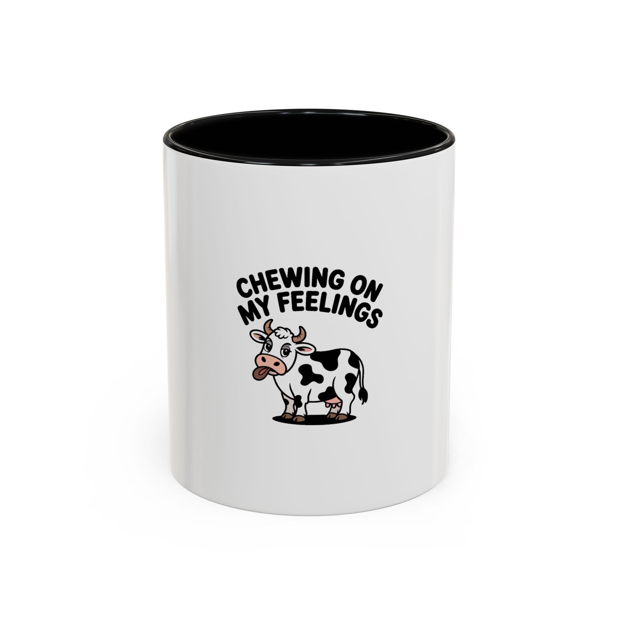 Chewing On My Feelings Mug, Funny Cow Coffee Mug, Cute Cartoon Cow Gift, Sarcastic Mental Health Mug, Introvert Coffee Cup
