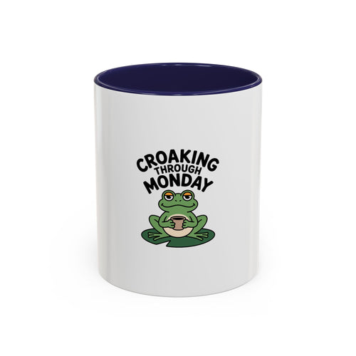 Croaking Through Monday Mug, Funny Frog Coffee Mug, Cute Tired Frog Cup, Monday Mood Mug, Frog Lover Gift, Coworker Gift Mug