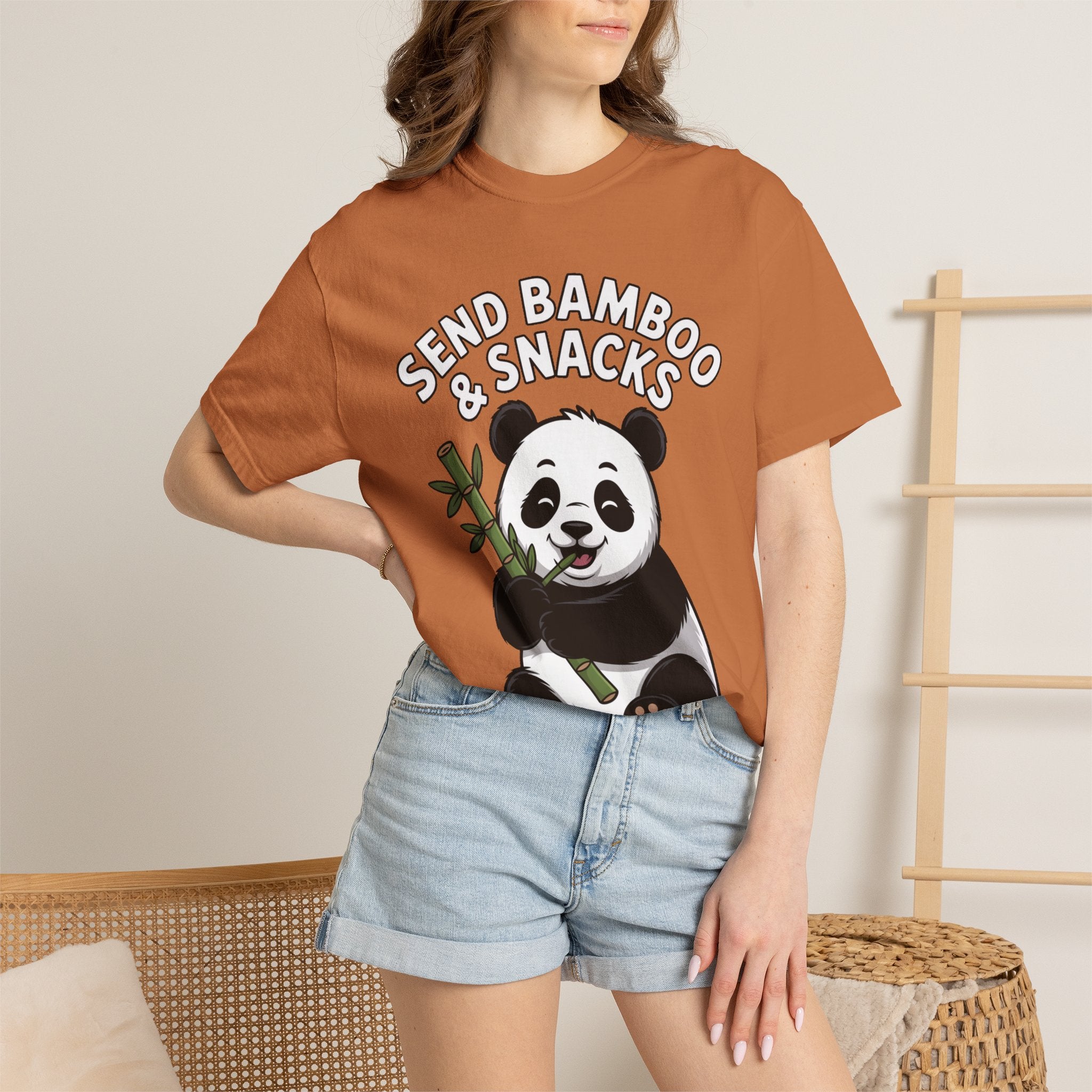 Send Bamboo Panda Shirt, Funny Panda T-Shirt, Cute Bamboo Snacks Tee, Panda Lover Gift, Cartoon Panda Graphic Shirt