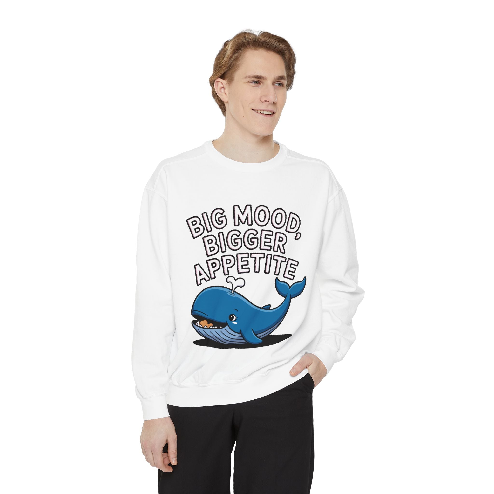 Big Mood Whale Sweatshirt, Funny Whale Snack Crewneck, Cute Cartoon Whale Lover Gift, Big Appetite Sweatshirt