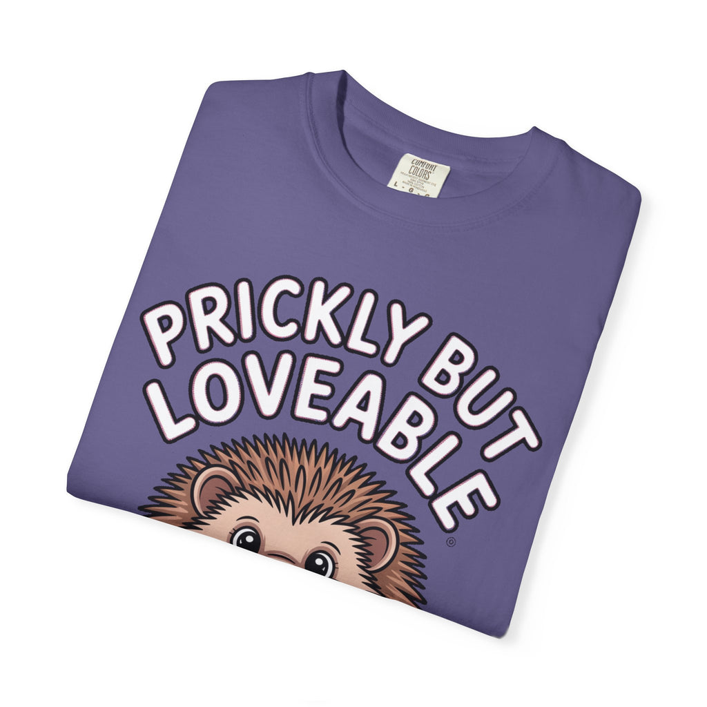 Prickly But Loveable Hedgehog Shirt, Cute Cartoon Hedgehog T-Shirt, Funny Animal Lover Gift, Flower Hedgehog Tee