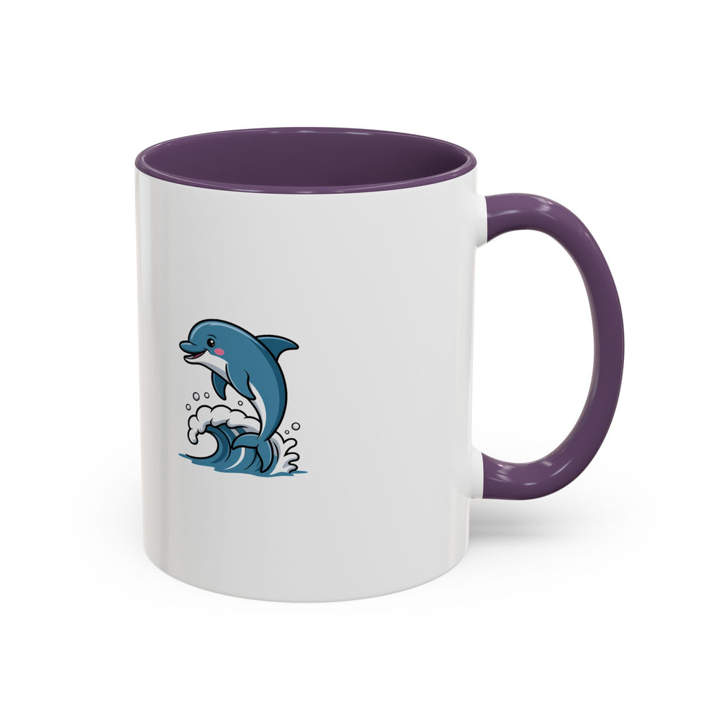 Cute Dolphin Mug, Jumping Dolphin Wave Coffee Mug, Ocean Lover Gift, Cartoon Dolphin Ceramic Cup, Beach Animal Lover Present