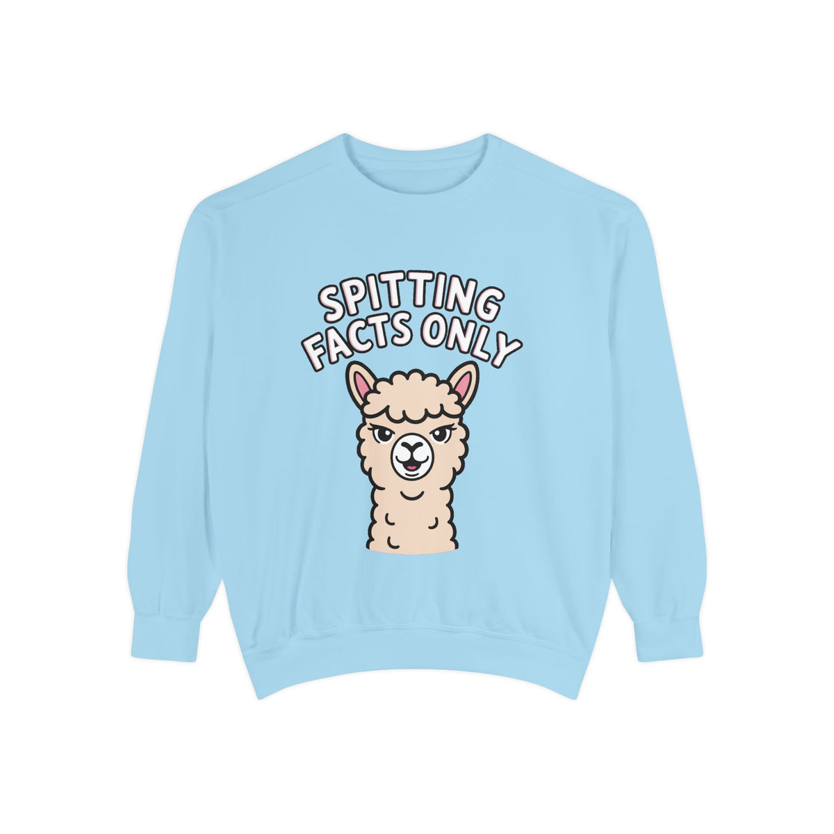 Alpaca Spitting Facts Sweatshirt, Funny Sassy Alpaca Crewneck, Cute Embroidered-Style Animal Sweatshirt, Alpaca Lover Gift