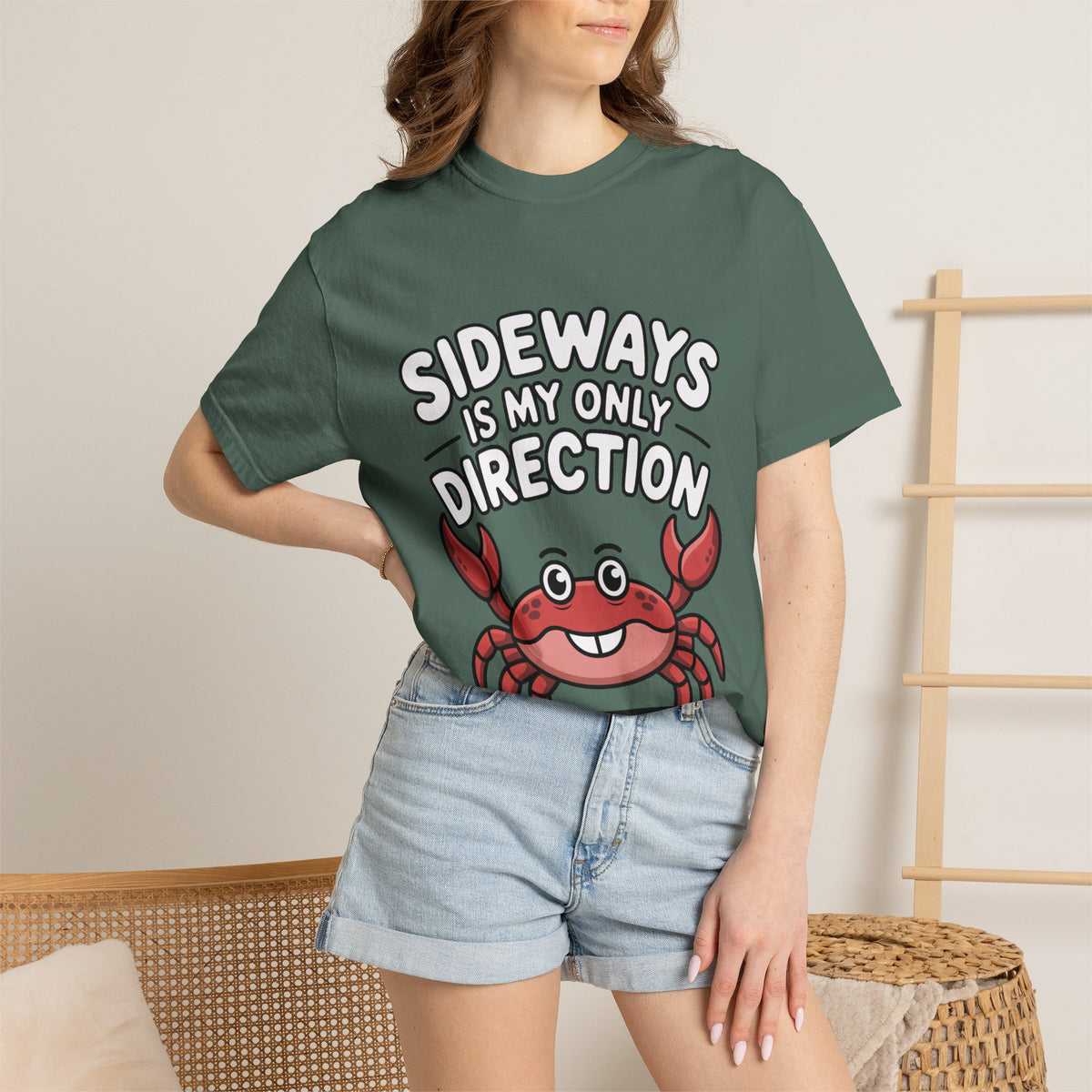 Funny Crab Shirt, Sideways Is My Only Direction T-Shirt, Cute Beach Crab Tee, Funny Ocean Animal Gift