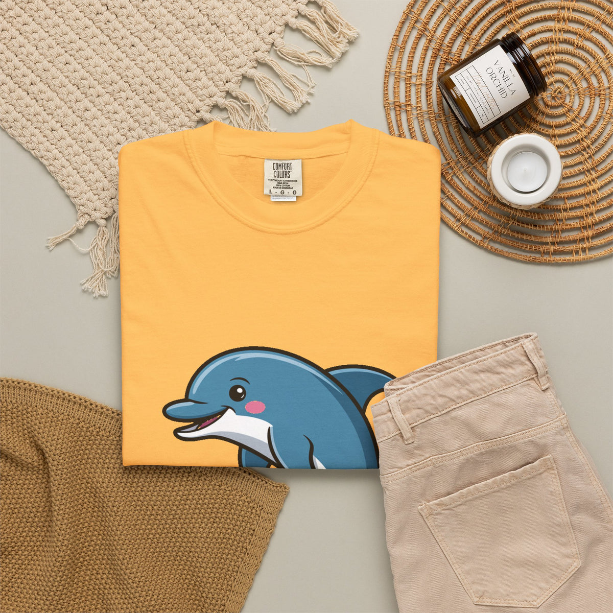 Cute Dolphin T-Shirt, Jumping Wave Dolphin Shirt, Ocean Lover Gift, Garment Dyed Unisex Tee, Beach Vacation Shirt