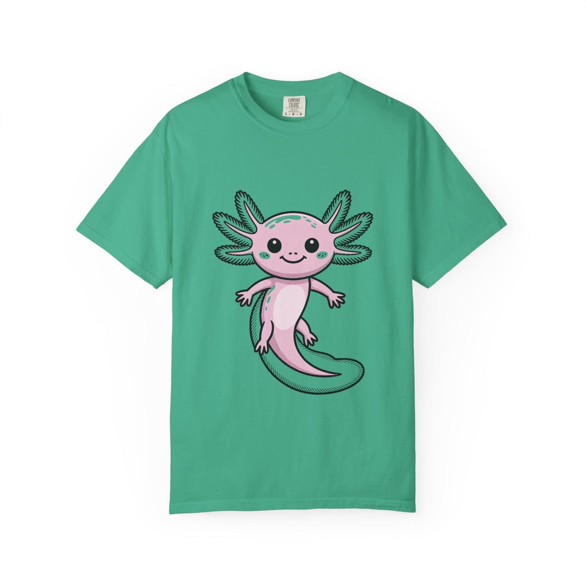 Cute Axolotl Shirt, Smiling Axolotl T-Shirt, Kawaii Axolotl Lover Gift, Garment Dyed Unisex Tee
