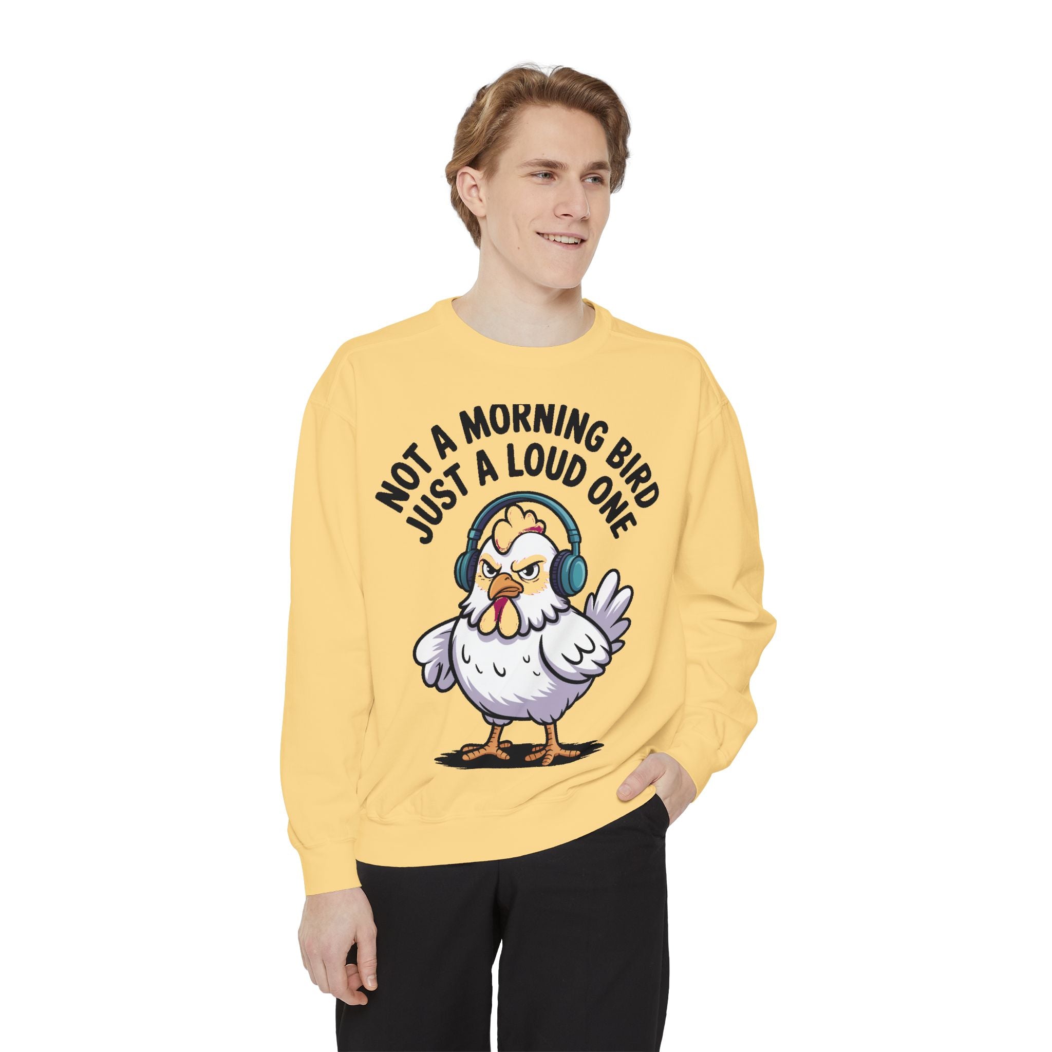 Funny Chicken Sweatshirt, Not A Morning Bird Just A Loud One Crewneck, Grumpy Chicken Sweatshirt Gift