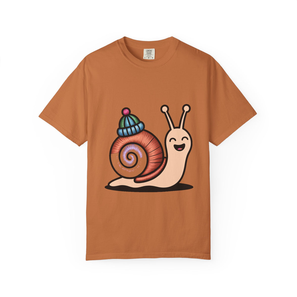 Cute Snail With Tiny Hat T-Shirt, Funny Cottagecore Snail Shirt, Cartoon Snail Lover Gift, Garment-Dyed Unisex Tee