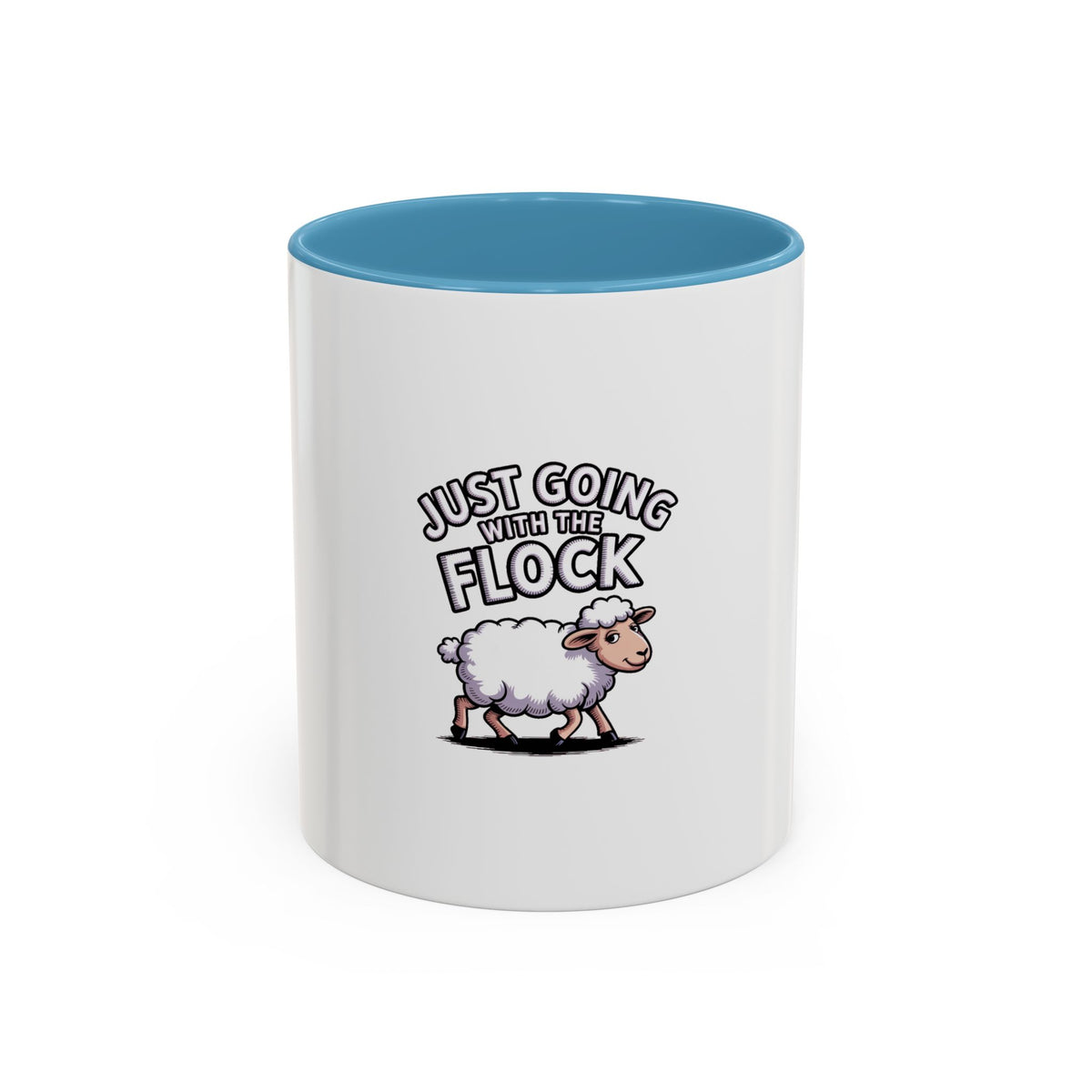 Funny Sheep Mug, Going With The Flock Coffee Mug, Cute Cartoon Sheep Gift, Sarcastic Farm Animal Mug, Funny Coworker Gift Cup