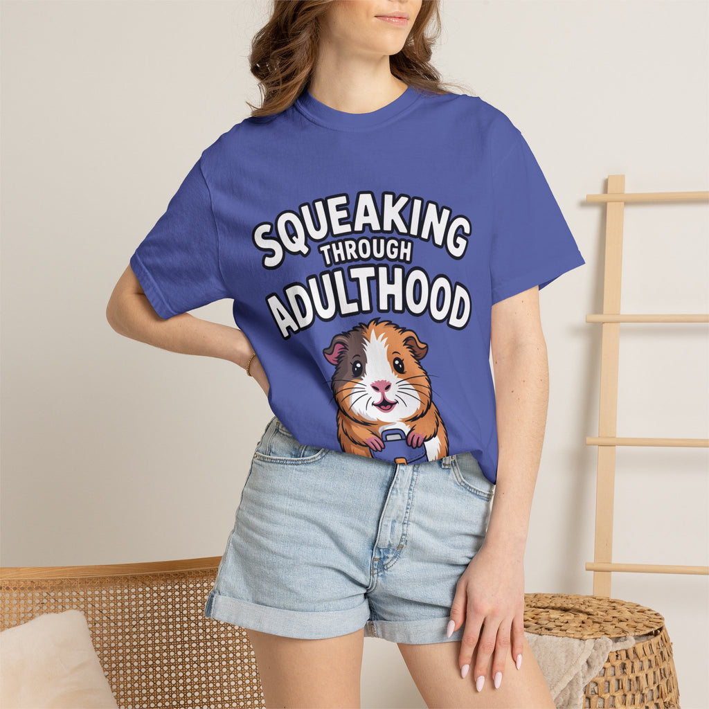 Guinea Pig Squeaking Through Adulthood Shirt, Funny Guinea Pig T-Shirt, Adulting Humor Tee, Cute Guinea Pig Lover Gift
